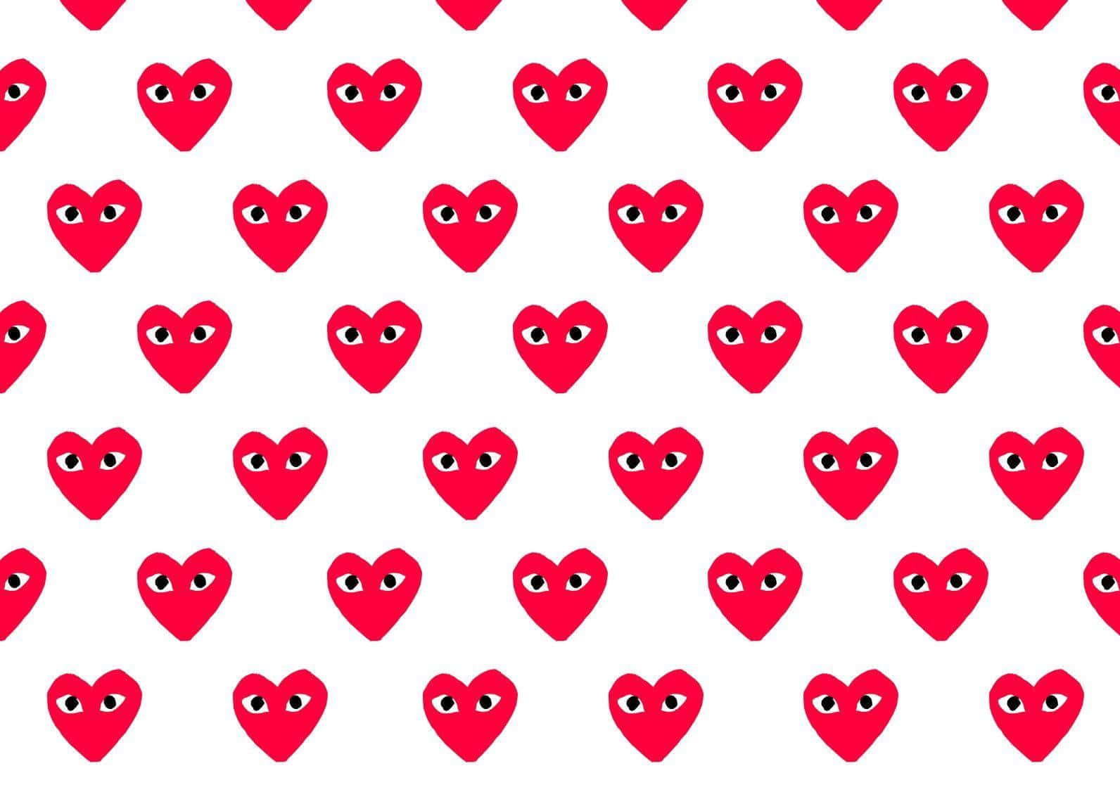 Cdg Play, red heart pattern, eyes, HD Desktop Wallpaper