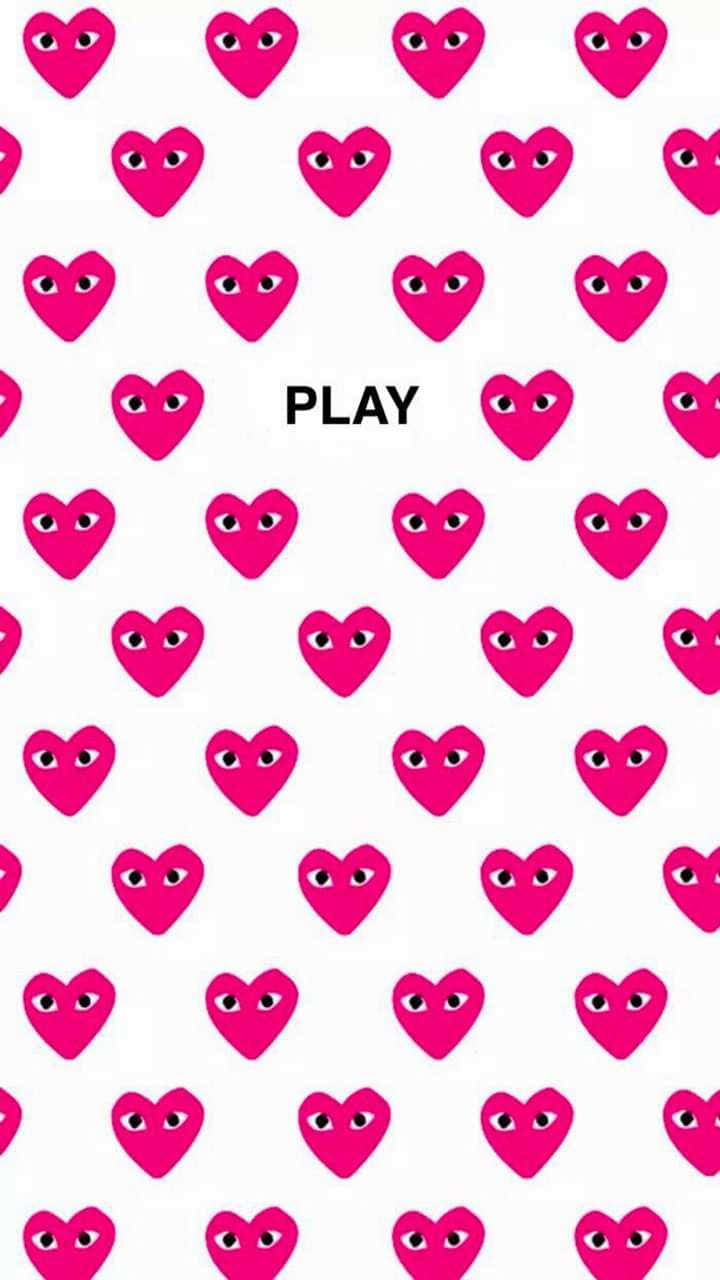 CDG Play, Pink Hearts, white background, HD Phone Wallpaper