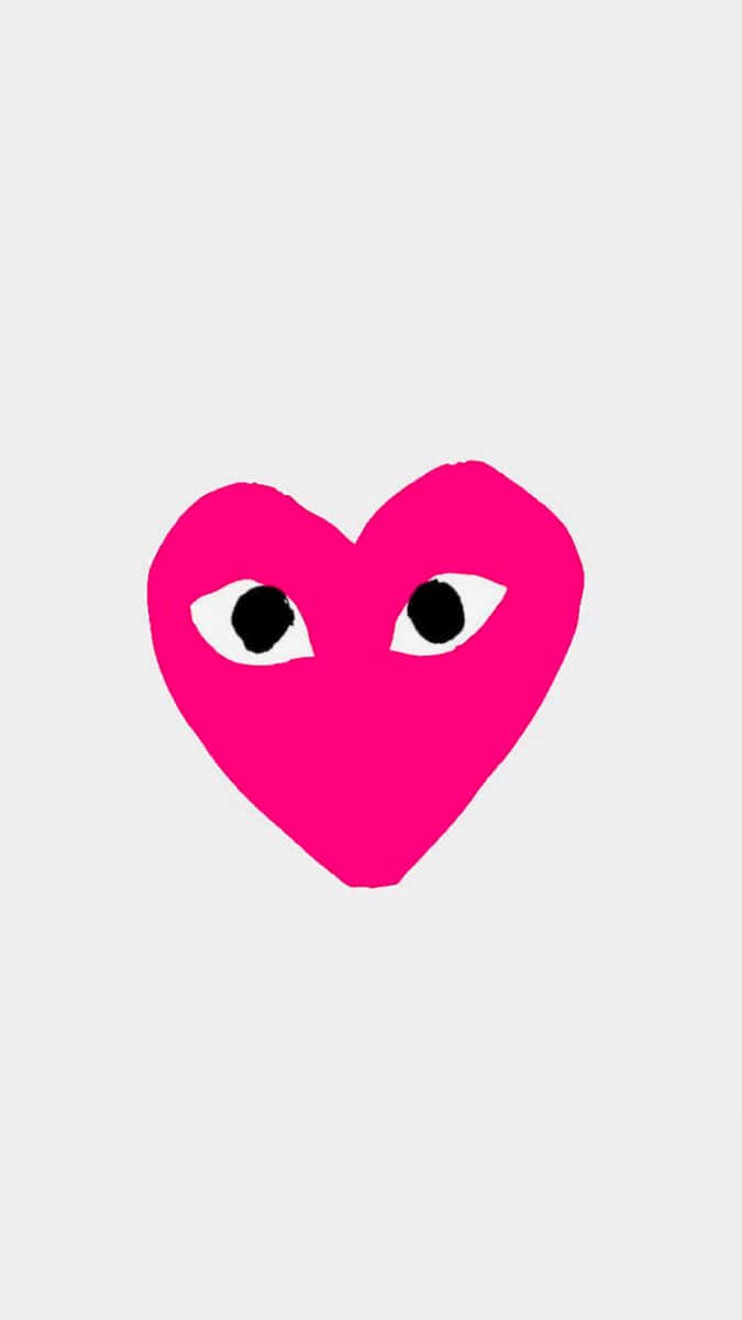 Cdg Play, bold pink heart, cartoon eyes, SD Phone Wallpaper