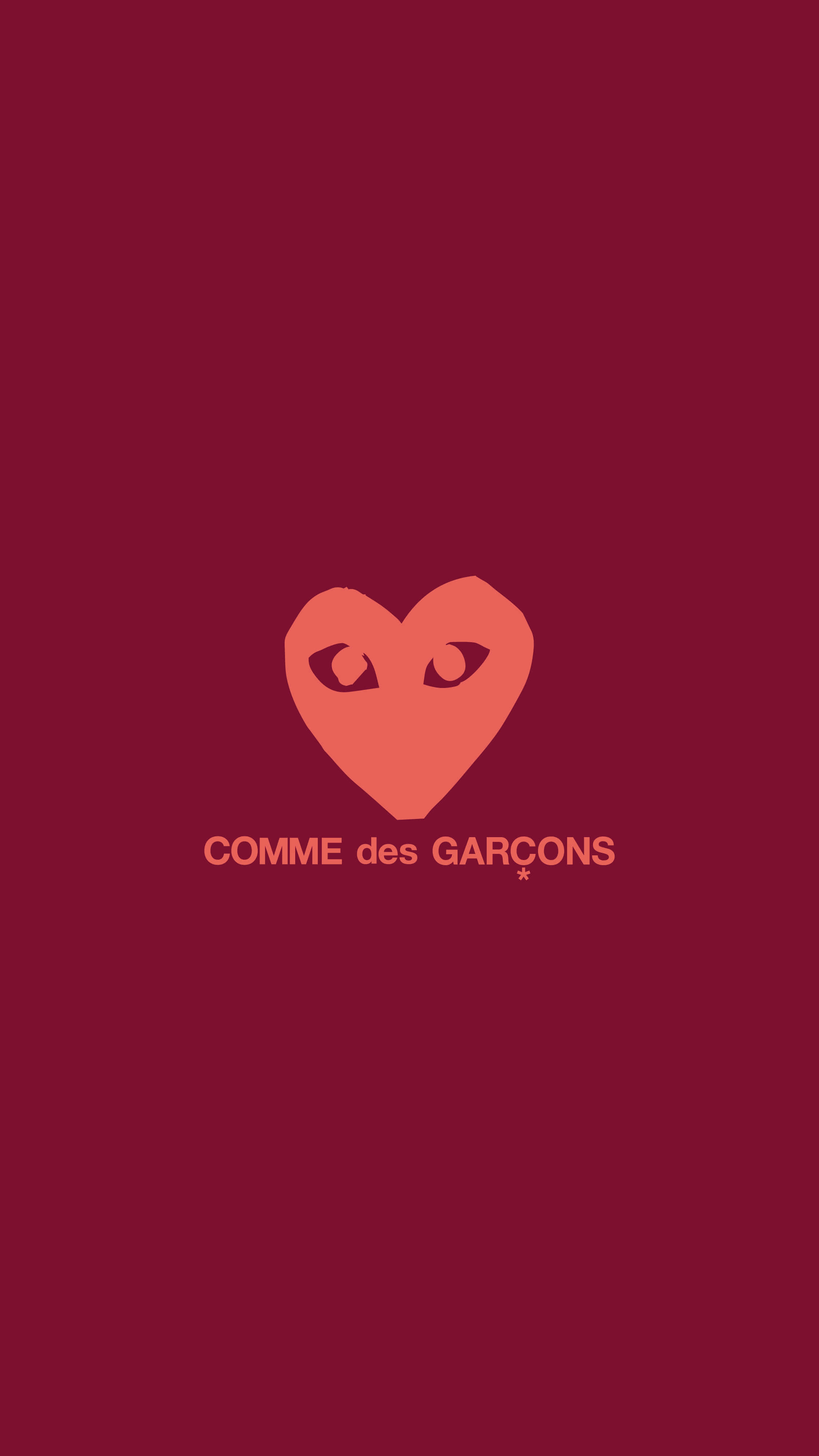 CDG Play, coral heart, deep red, 4K Phone Wallpaper