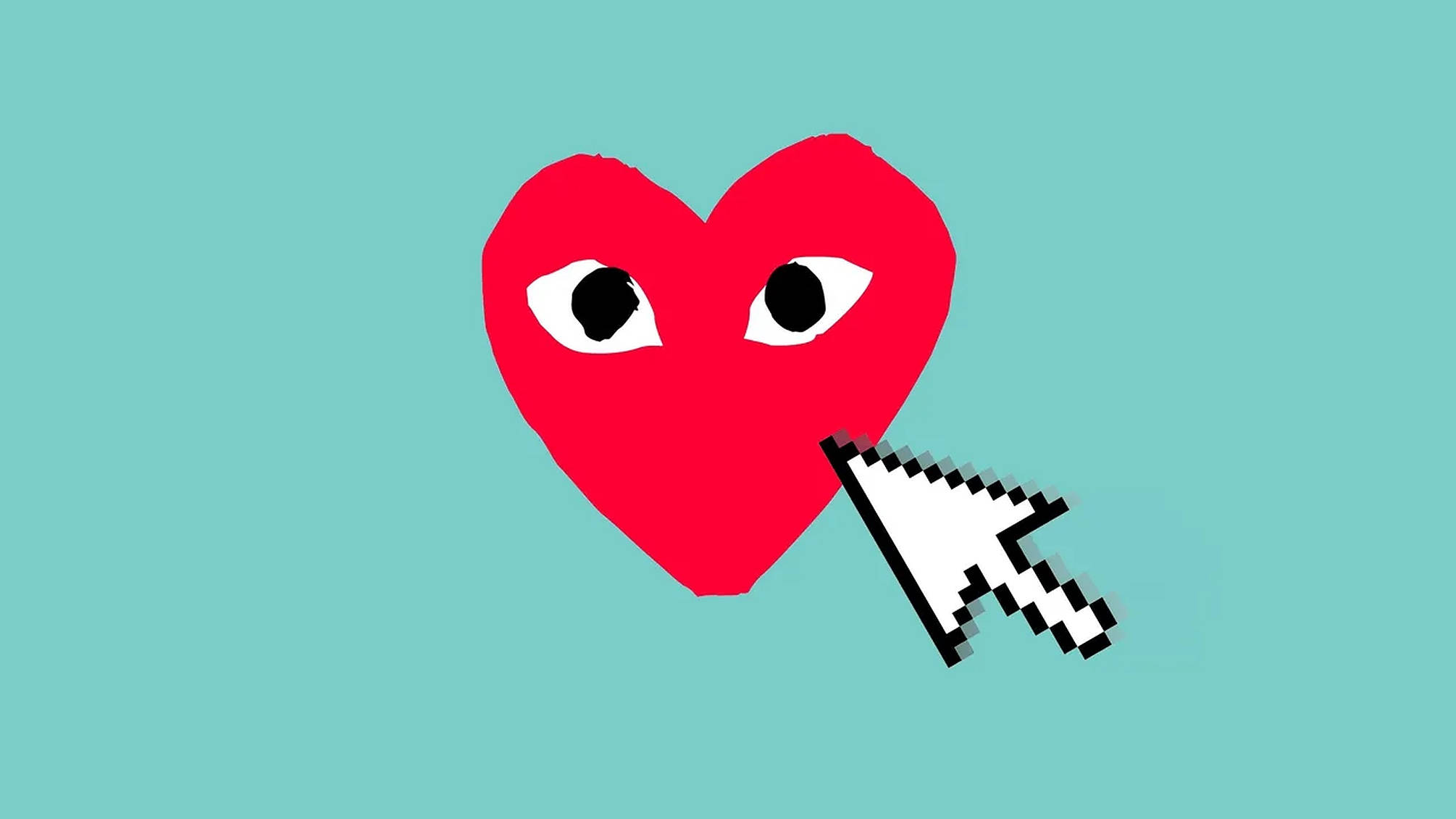 red heart, CDG, arrow click, Full HD Desktop Wallpaper