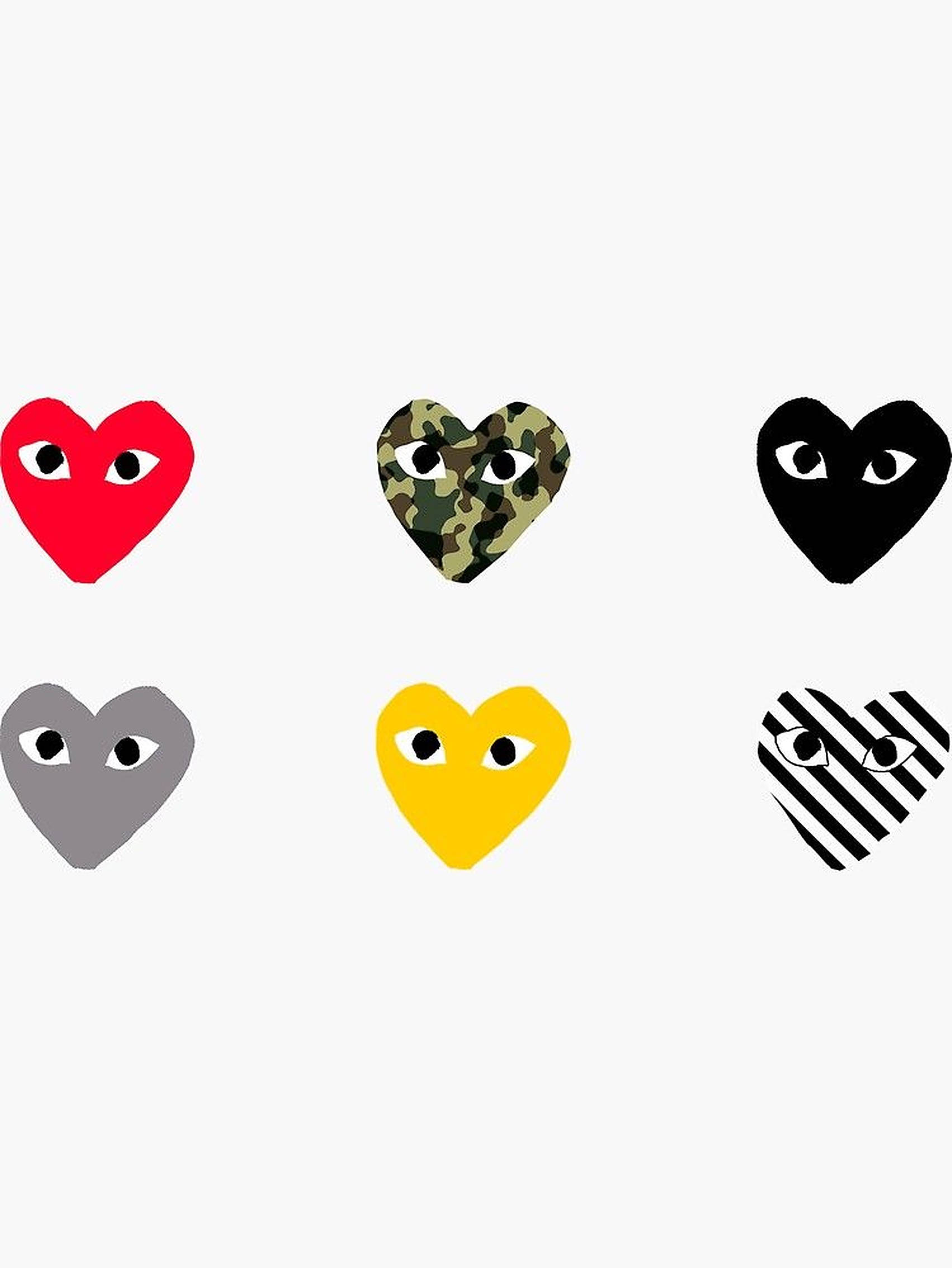 Hearts CDG Pattern, red, gray camo, Full HD Phone Wallpaper