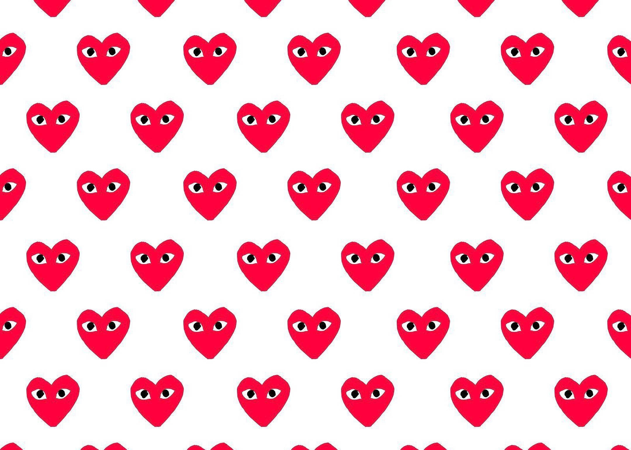CDG, red hearts, cartoon eyes, Full HD Desktop Wallpaper