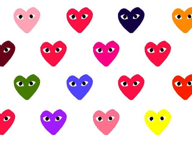 CDG Hearts, colorful, multicolored hearts, SD Desktop Wallpaper