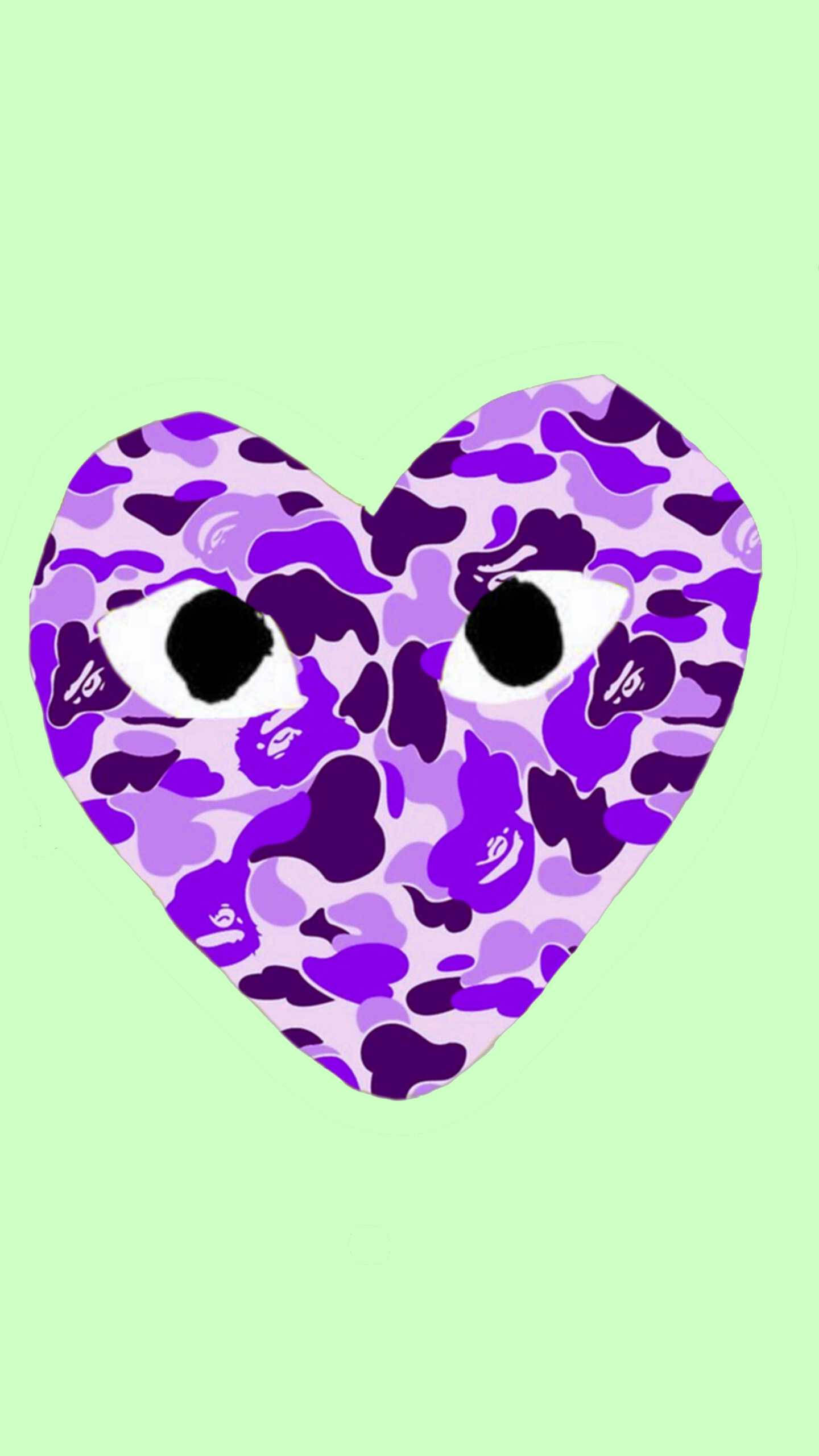 CDG, purple camouflage pattern, large white eyes, 2K Phone Wallpaper