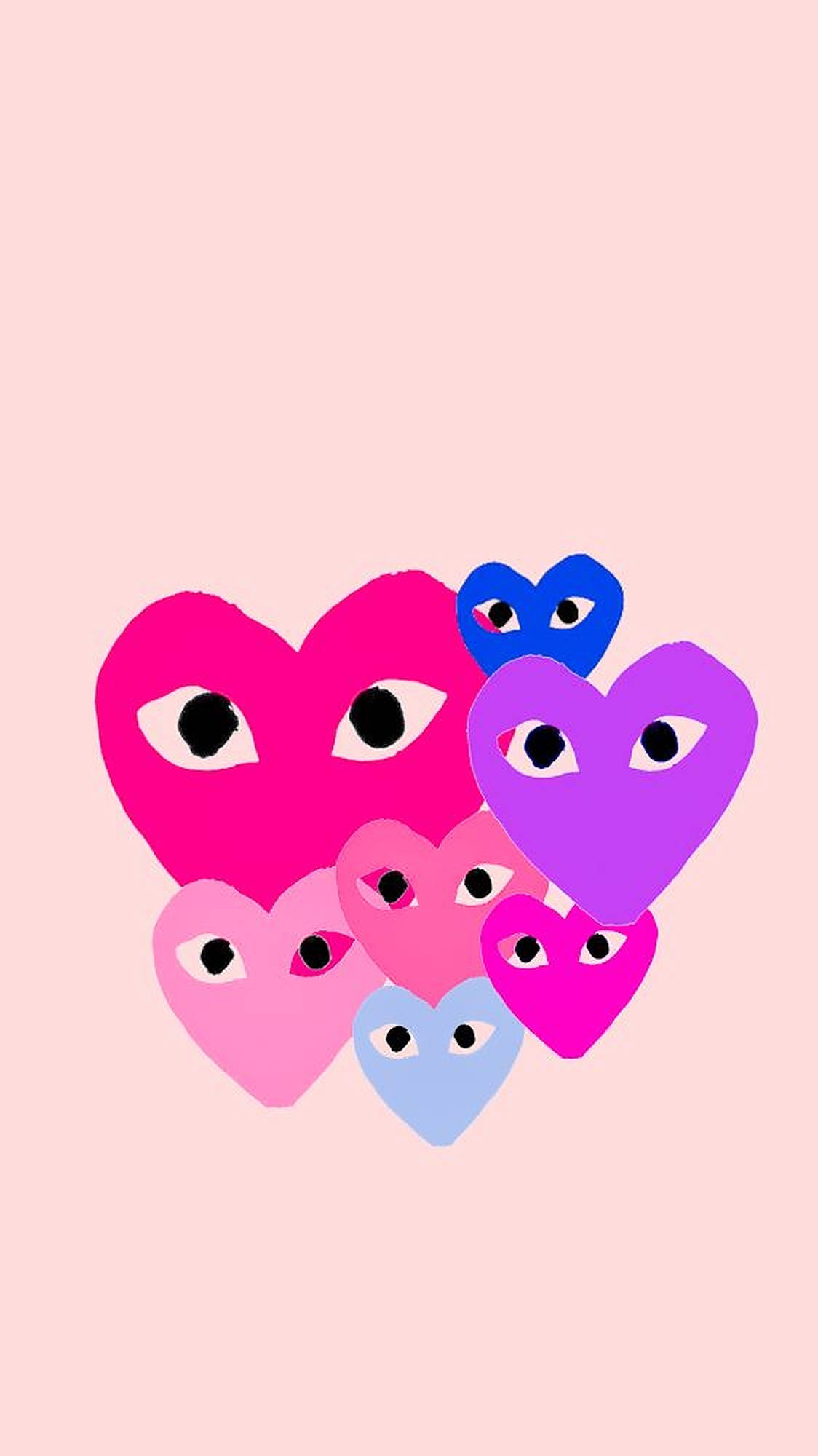 Pastel Hearts CDG, pink, purple, Full HD Phone Wallpaper
