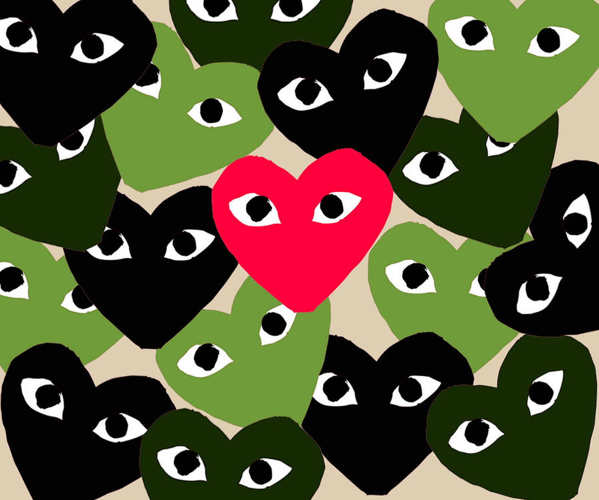 green hearts cdg, Tranquil Green Hearts Background by CDG, bold red heart with eyes, Full HD Desktop Wallpaper