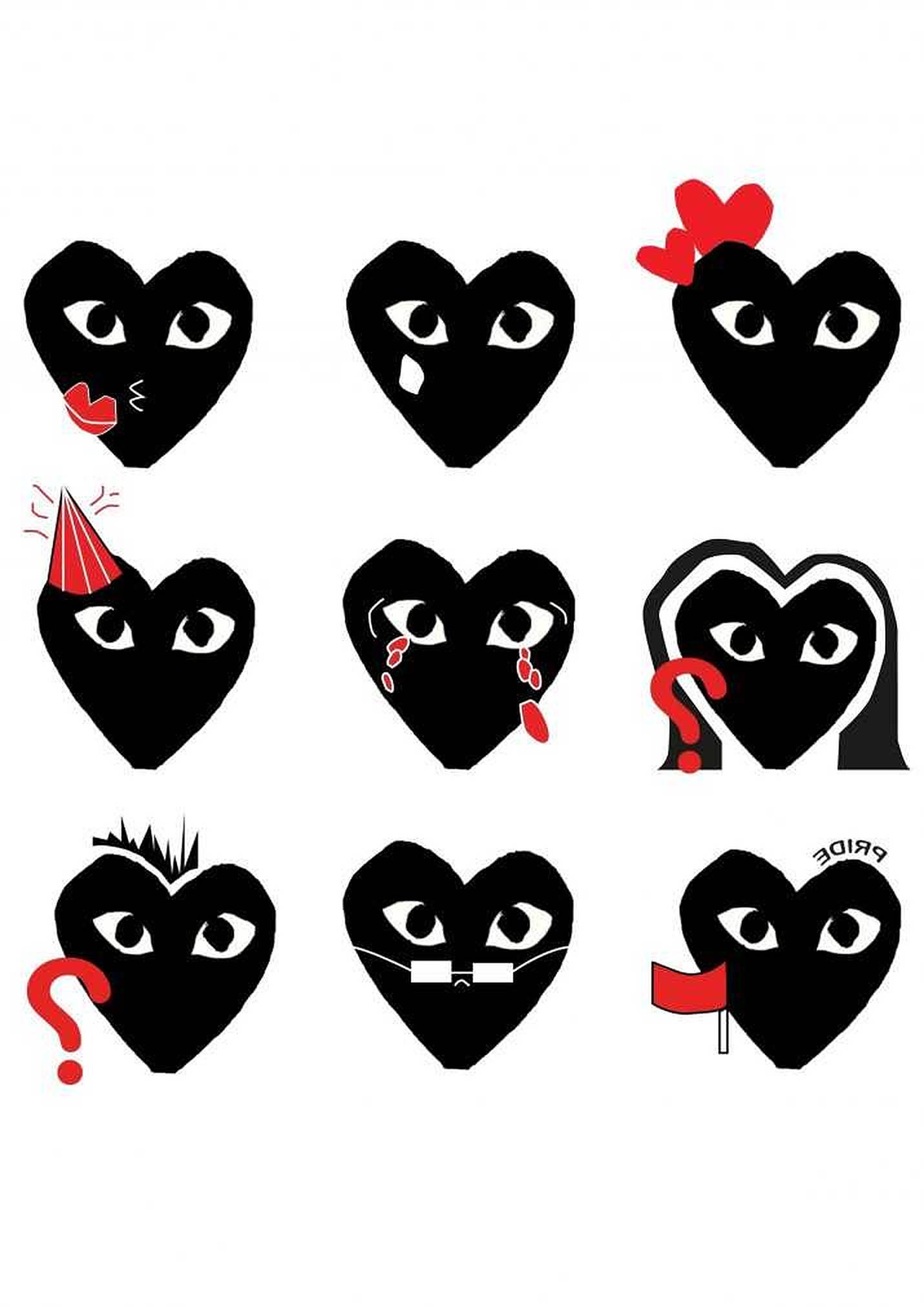 CDG, black heart, red accents, Full HD Phone Wallpaper