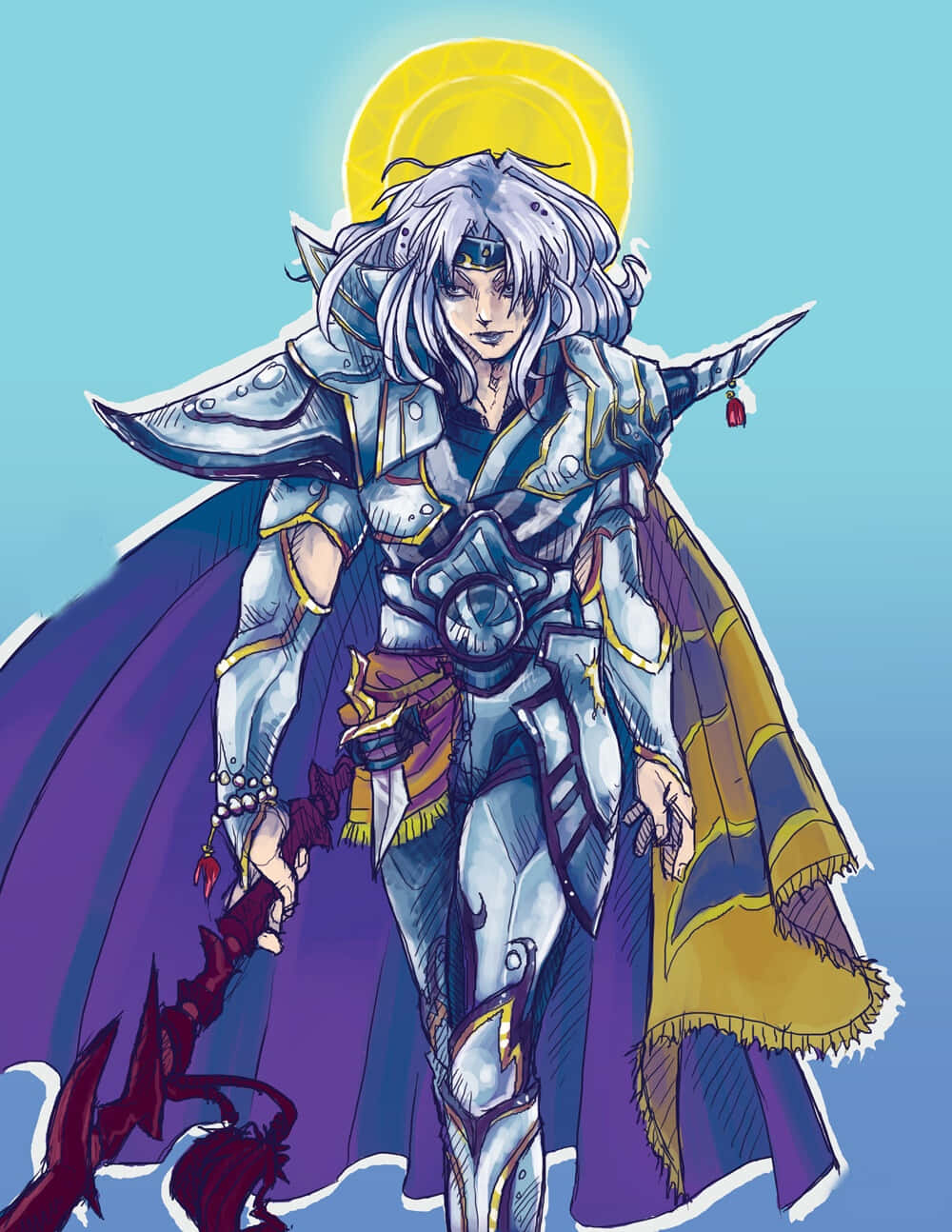 Cecil Harvey, ornate armor, purple cape, HD Phone Wallpaper