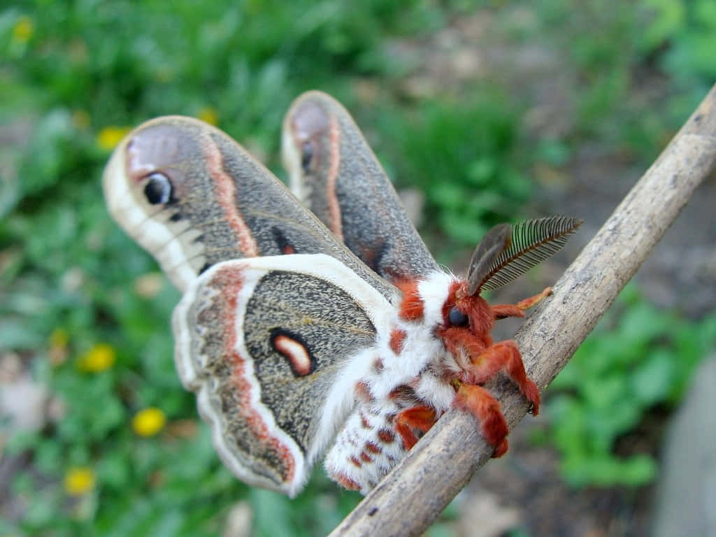 Cecropia Moth, eye spots, fluffy orange thorax, SD Desktop Wallpaper