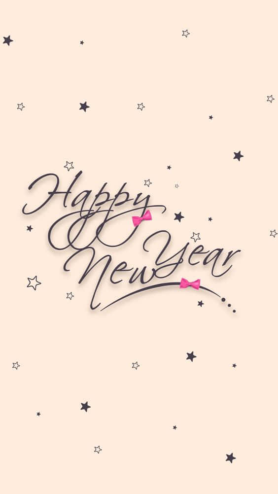 Black And White Stars New Year Phone, Happy New Year, pink bows, SD Phone Wallpaper