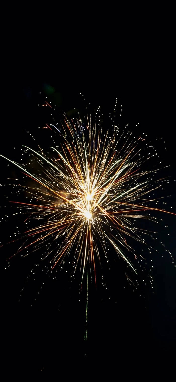 New Year's Eve, golden firework, pitch black night sky, HD Phone Wallpaper