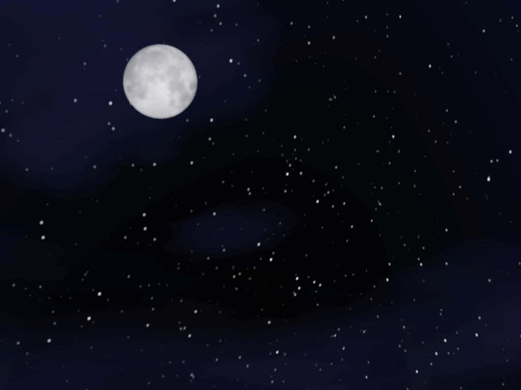 Celestial Aesthetic, twinkling stars, luminous full moon, SD Desktop Wallpaper