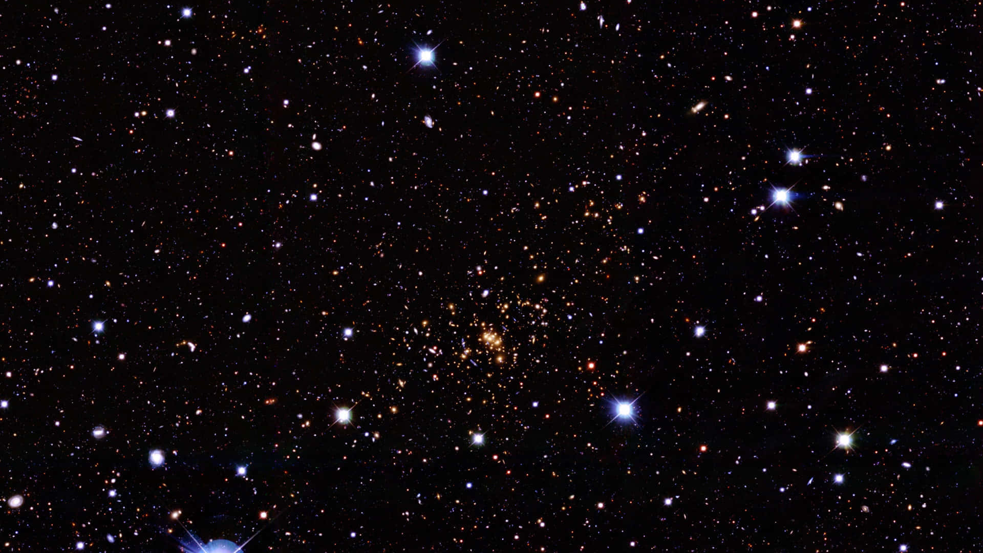 beautiful star, dense starfield, bright blue and orange stars, Full HD Desktop Wallpaper