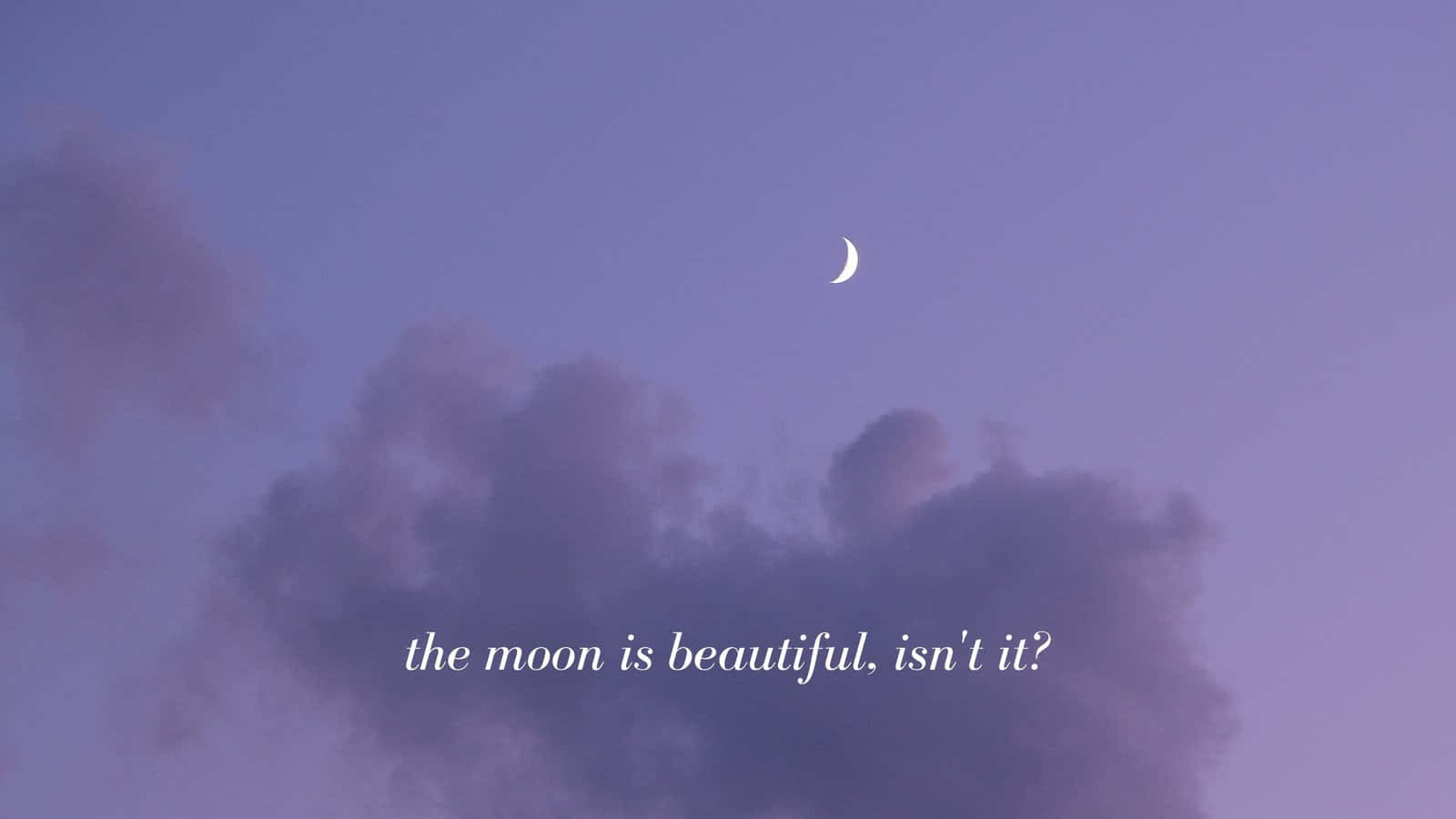 crescent moon, soft purple clouds, twilight sky, HD Desktop Wallpaper