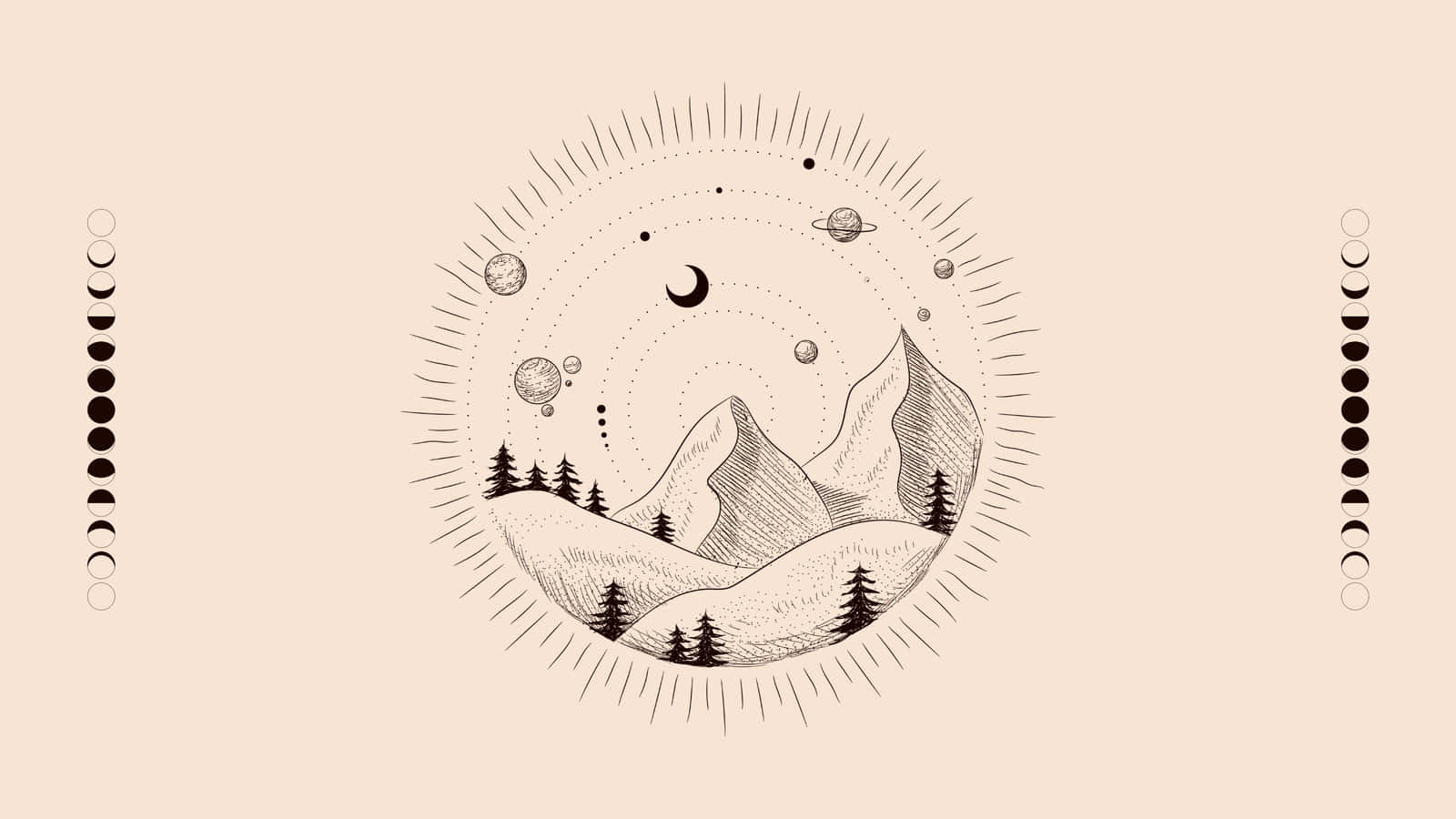 Celestial Mountain Landscape Art, mountains, trees, HD Desktop Wallpaper