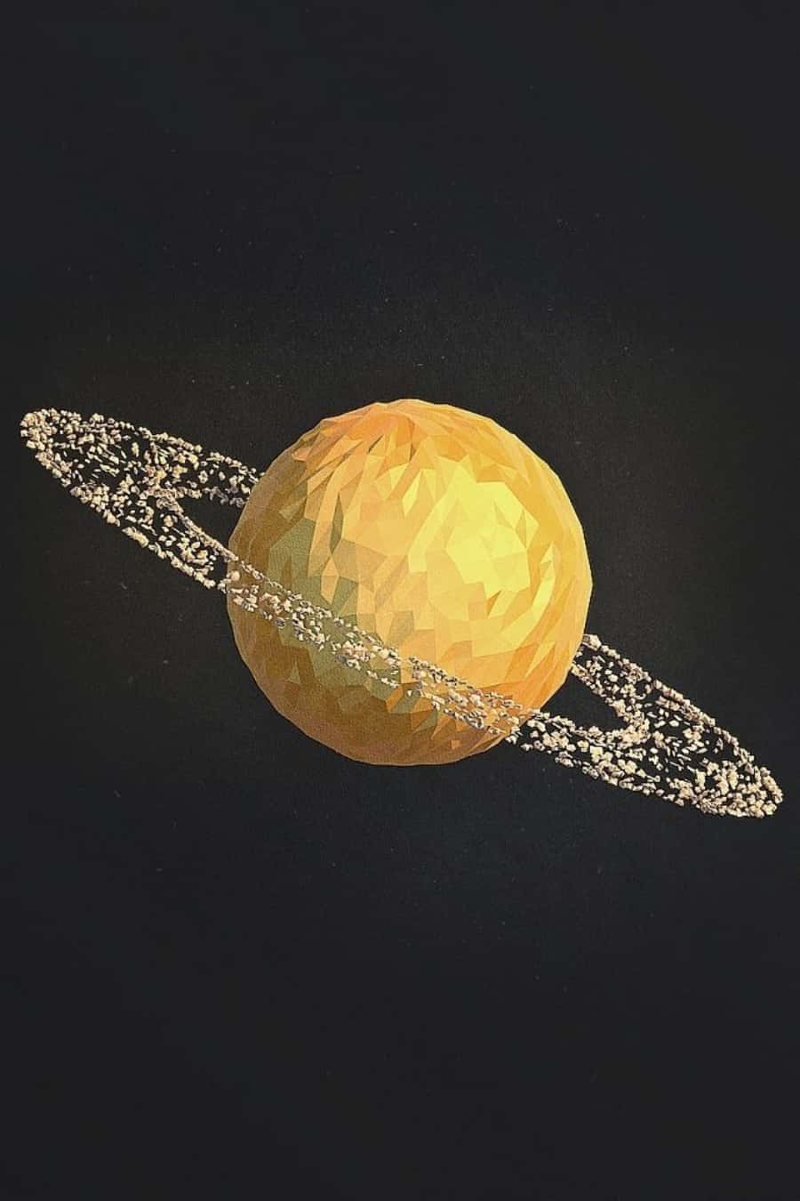 Celestial Bodies, golden planet, glittering rings, HD Phone Wallpaper