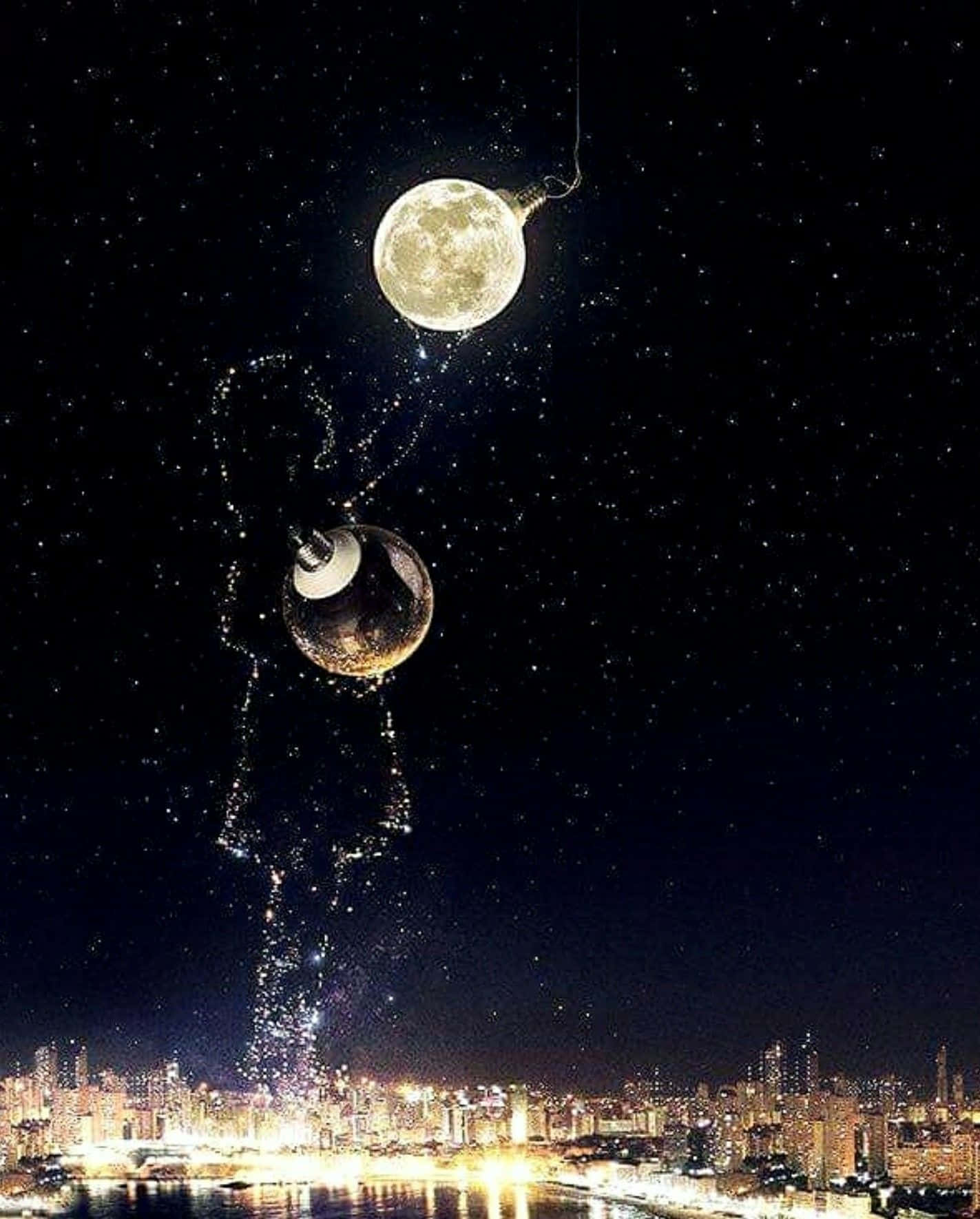 Celestial Bodies, glowing moon, bomb, HD Phone Wallpaper