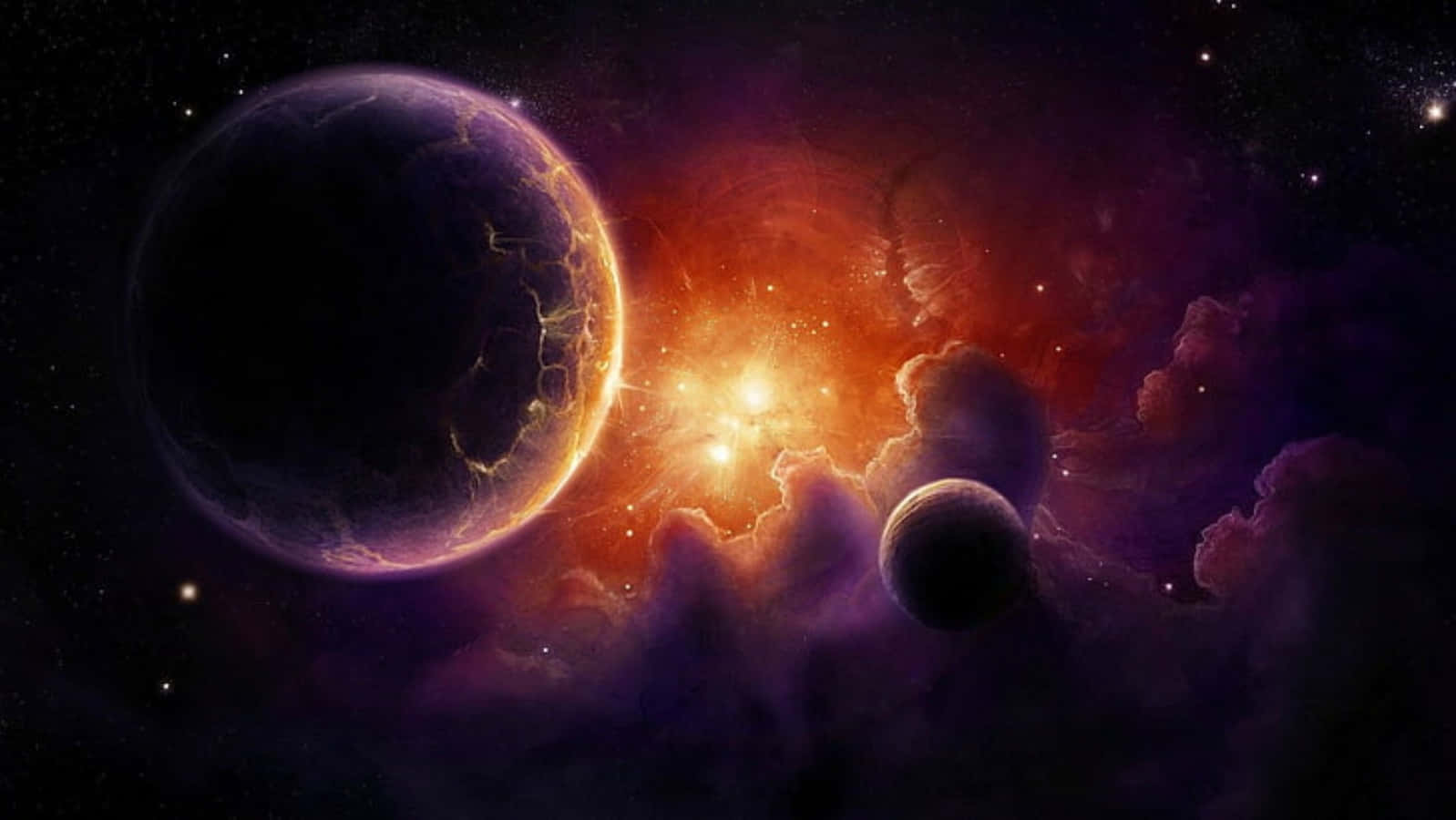 Celestial Bodies, glowing planets, vibrant nebulae, HD Desktop Wallpaper