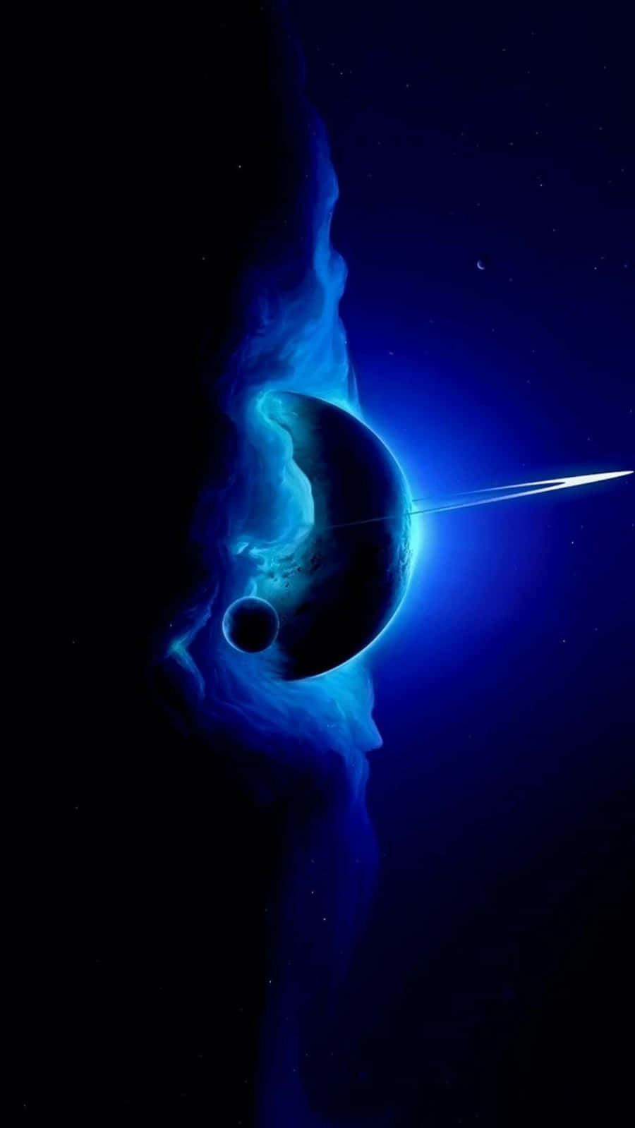 Celestial Bodies, glowing blue planet, crescent moon, HD Phone Wallpaper