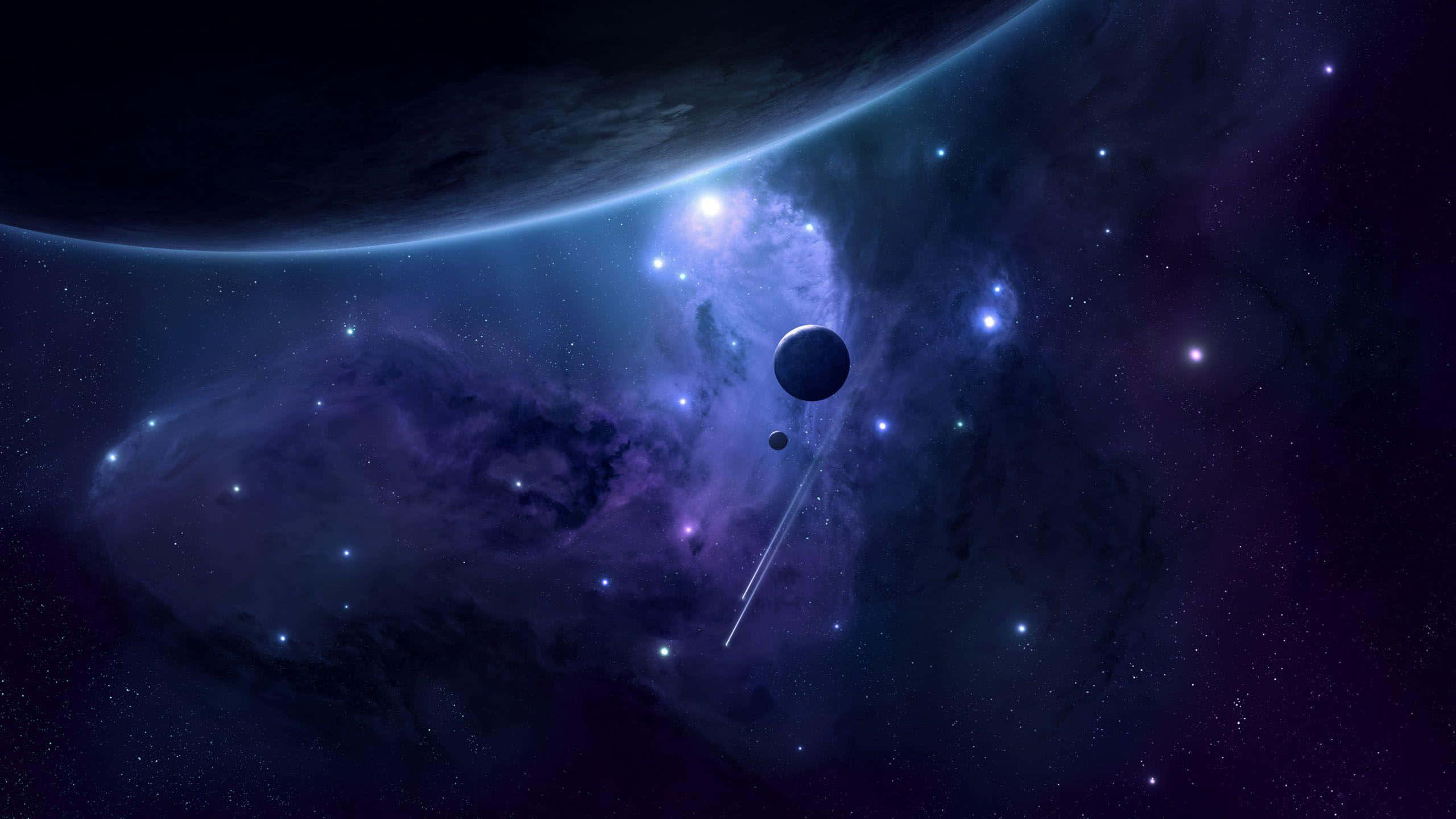 Celestial Bodies, nebula, purple stars, 2K Desktop Wallpaper