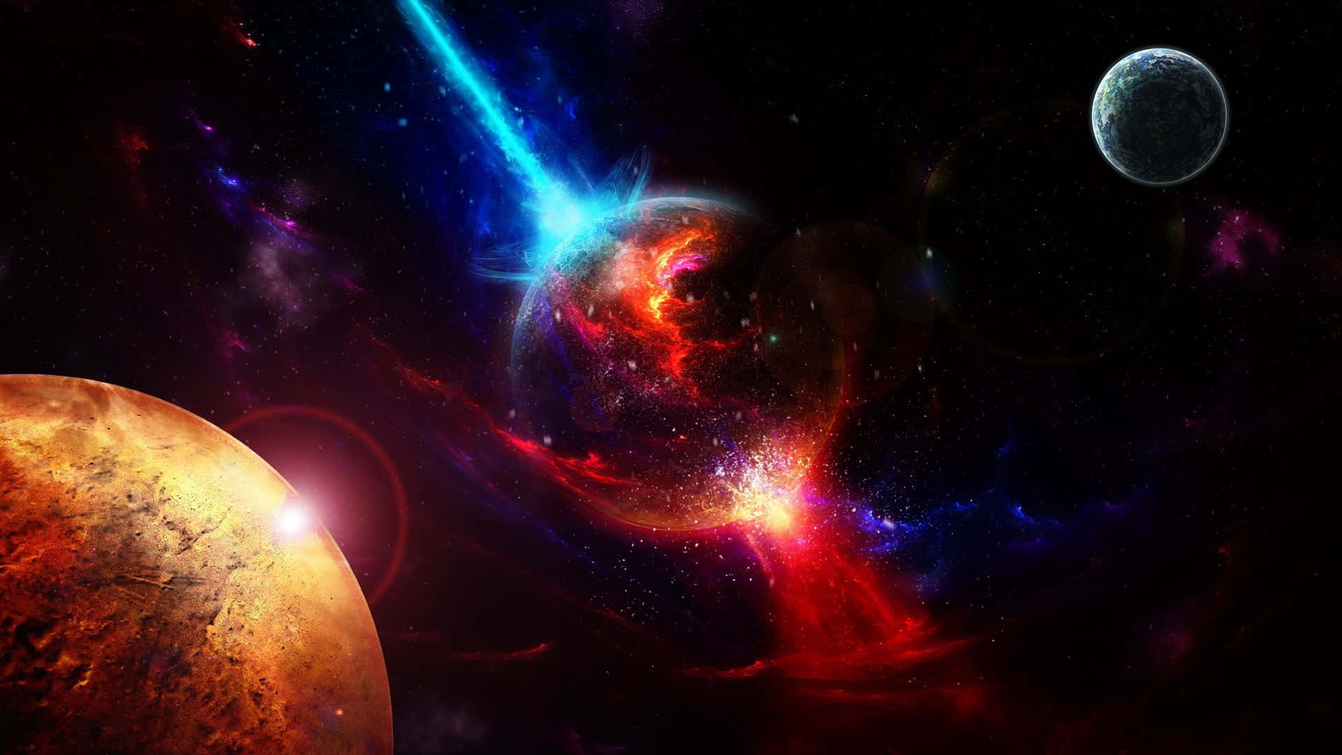 Celestial Bodies, cosmic nebula, red, Full HD Desktop Wallpaper