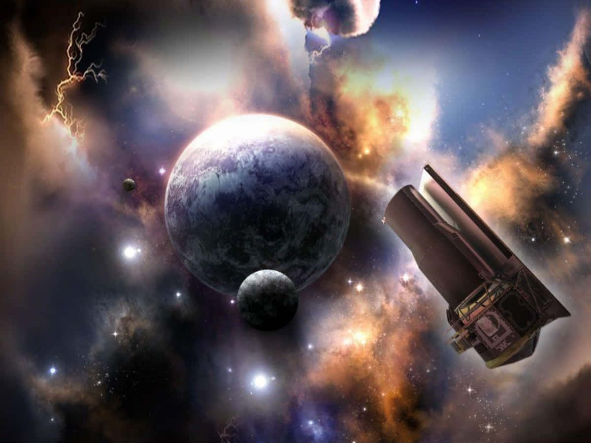 Celestial Bodies, blue planet, swirling cosmic clouds, SD Desktop Wallpaper