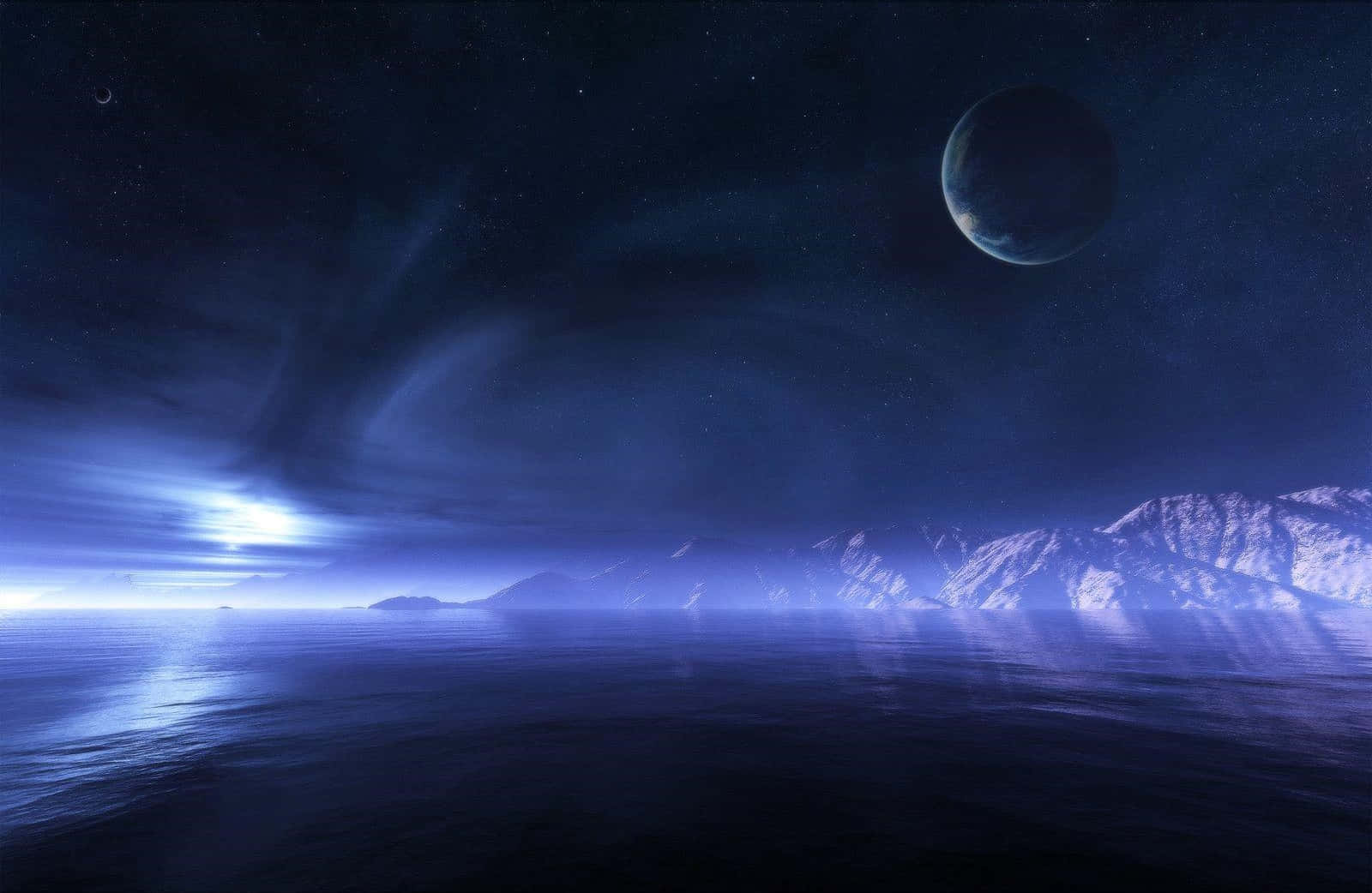 Celestial Bodies, starry sky, crescent moon, HD Desktop Wallpaper