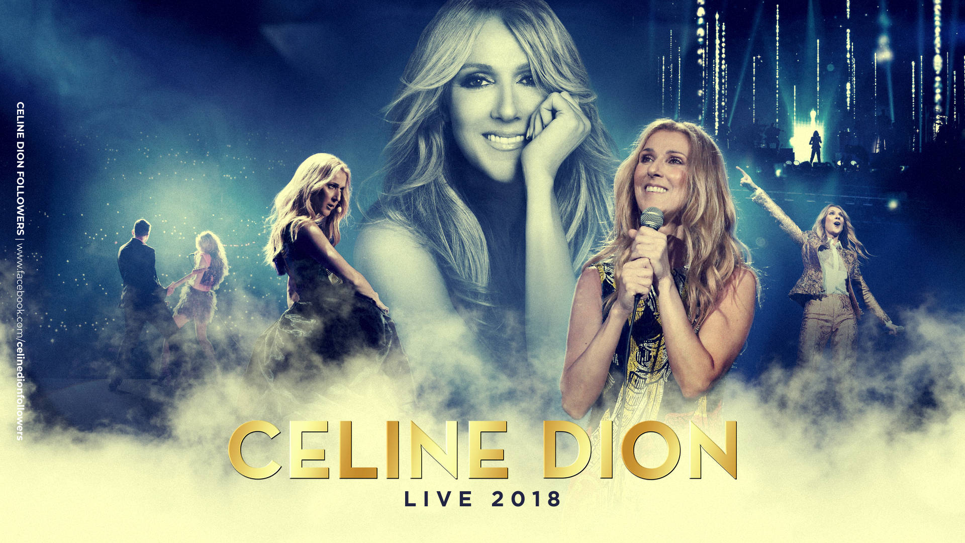 Celine Dion, 2018 live concert, smoky stage, Full HD Desktop Wallpaper