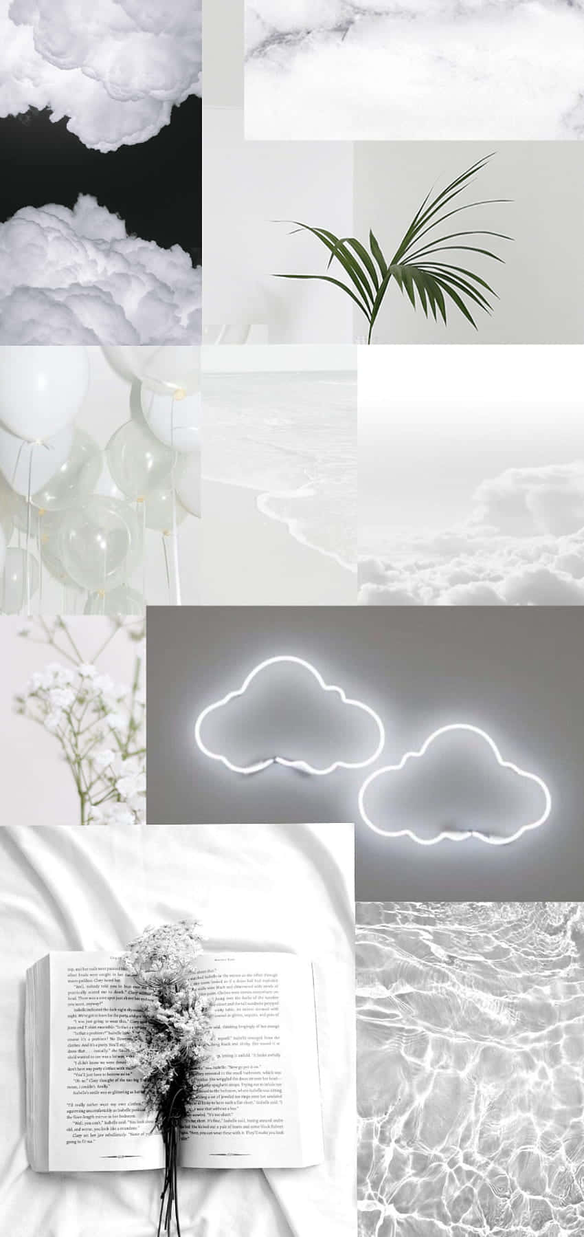 soft white aesthetic, monochrome collage, clouds, HD Phone Wallpaper