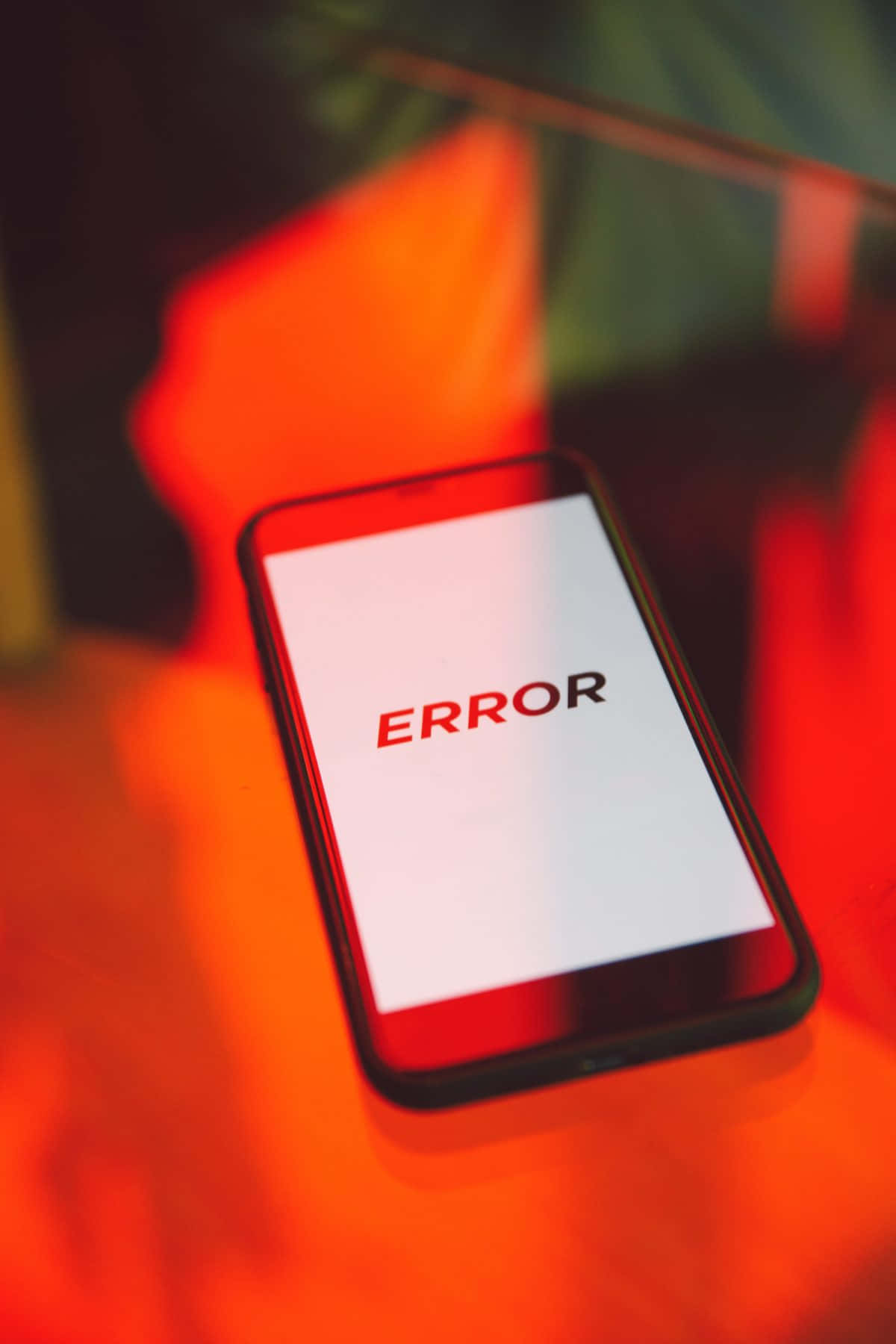 smartphone, red error message, warm blurred background, HD Phone Wallpaper