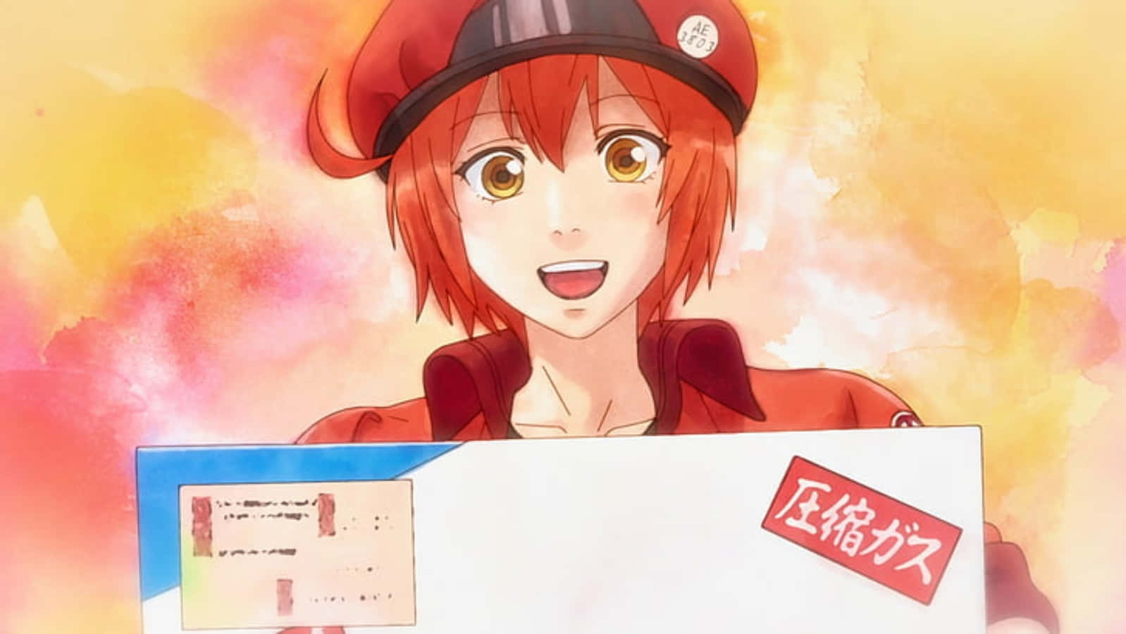 Ae3803, cheerful anime girl, red hair, HD Desktop Wallpaper