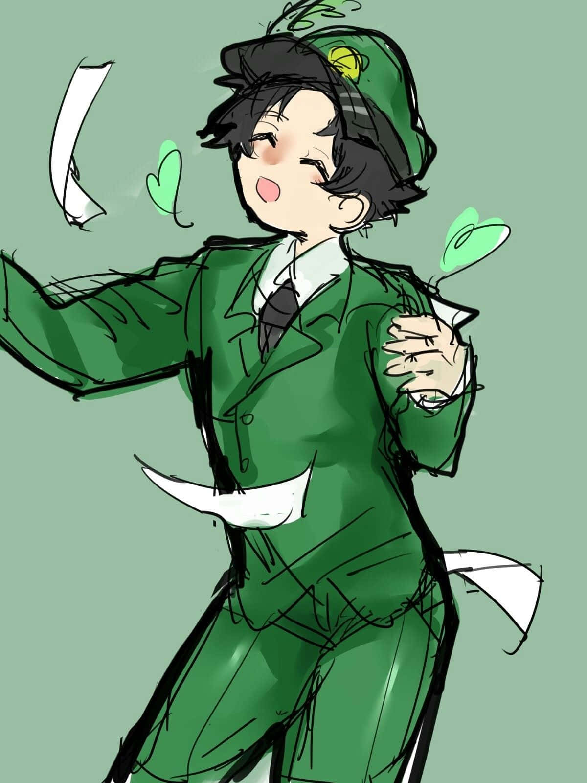 dendritic cell, anime-style character, green suit, HD Phone Wallpaper