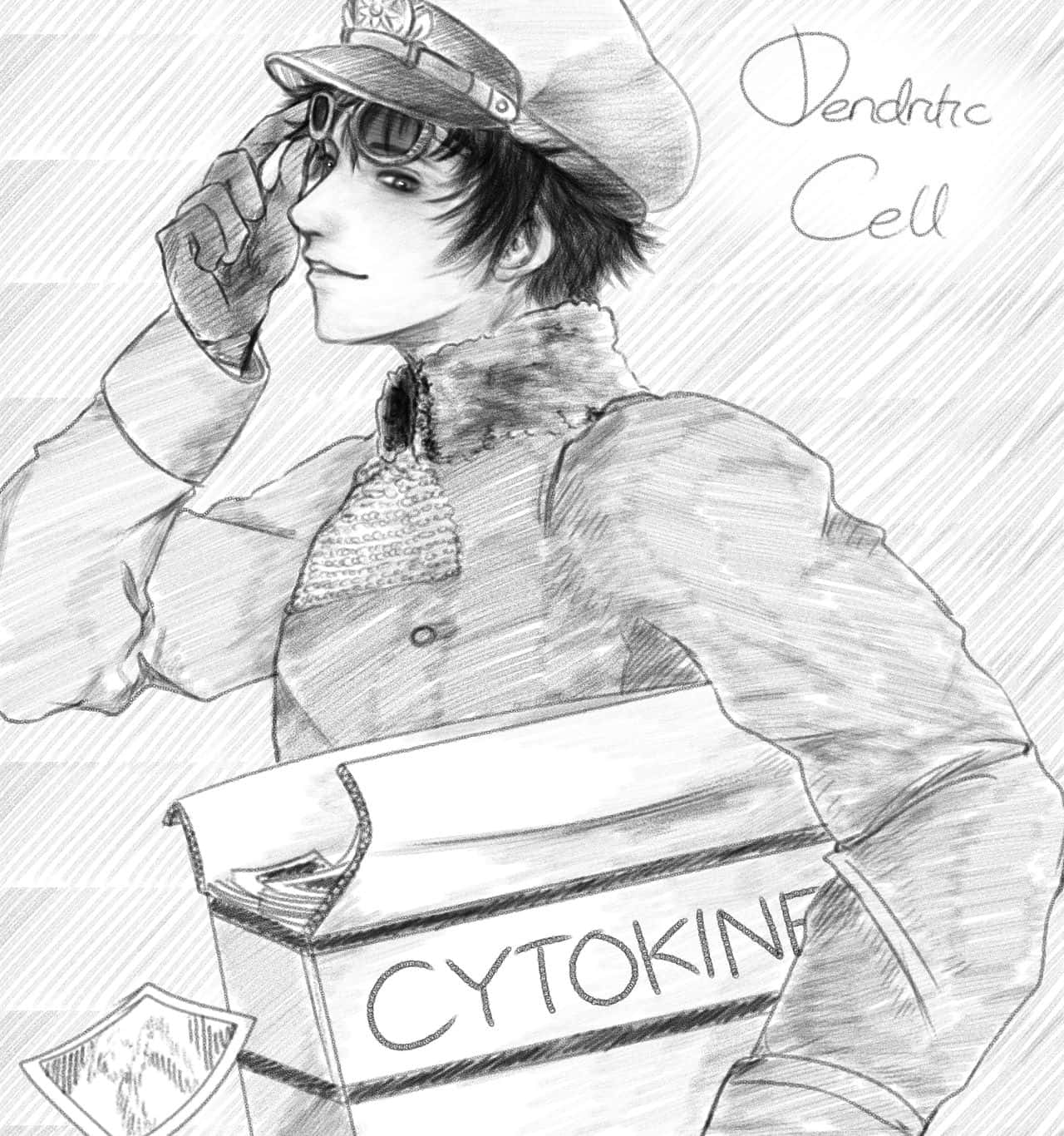 dendritic cell, anime style, monochrome sketch, HD Phone Wallpaper