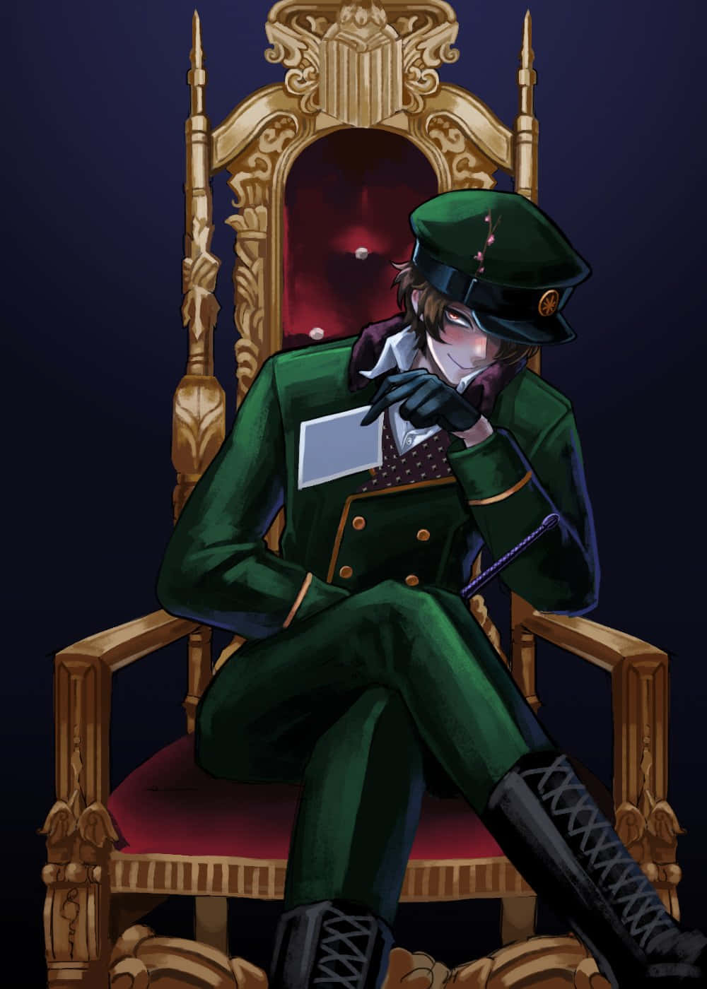 dendritic cell, green military uniform, ornate golden throne, HD Phone Wallpaper