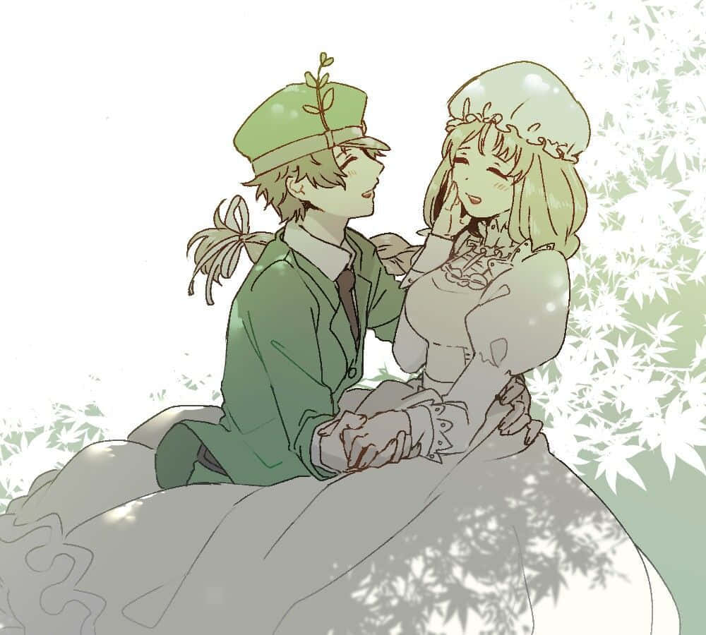 dendritic cell, anime couple, bamboo leaves, SD Desktop Wallpaper