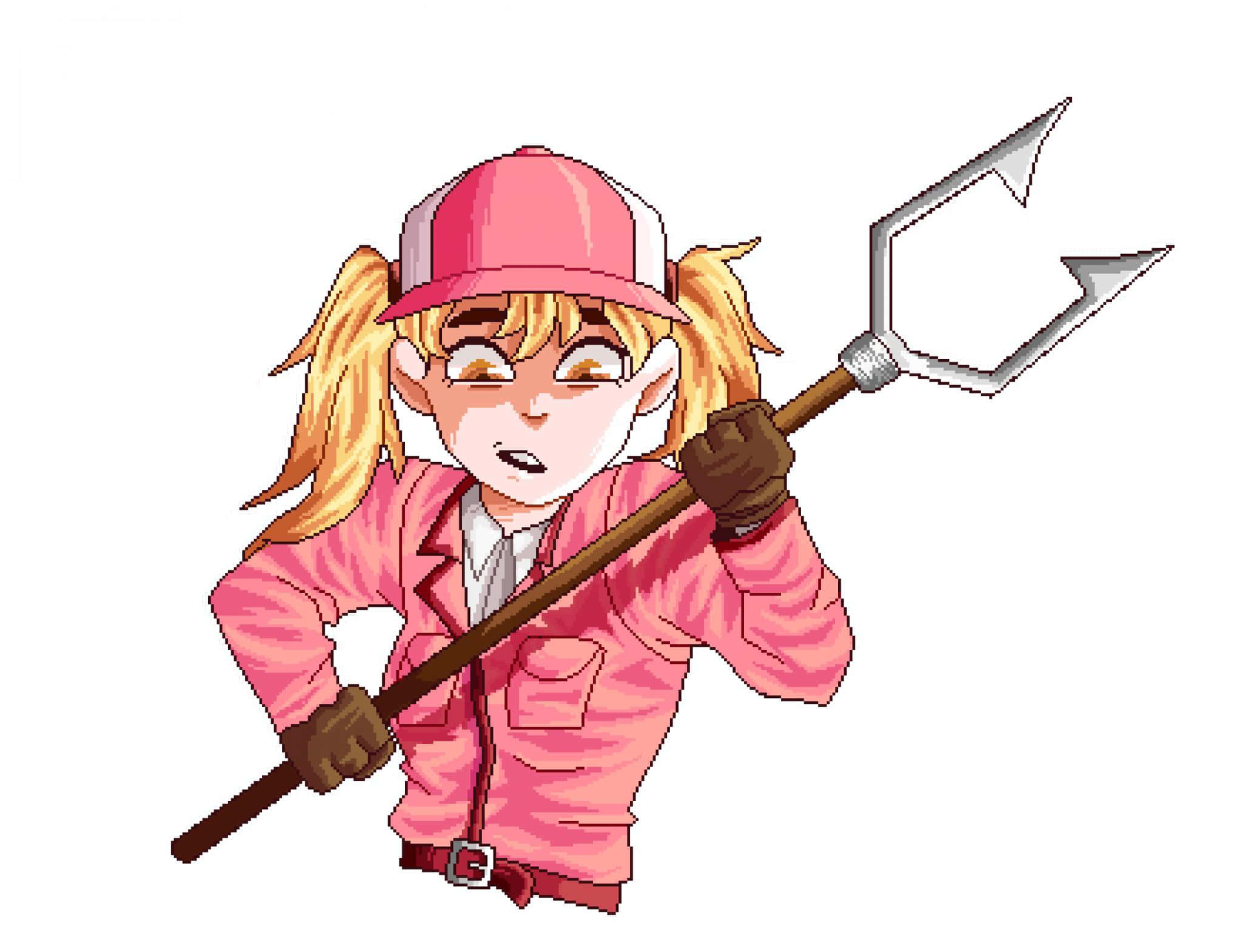 Eosinophil, pixel art, blonde pigtails, Full HD Desktop Wallpaper