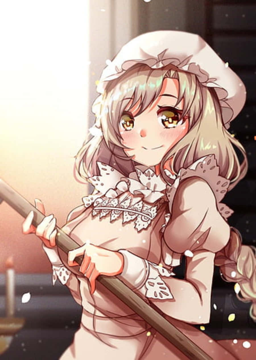 Cells At Work Macrophage, anime girl, white maid outfit, SD Phone Wallpaper