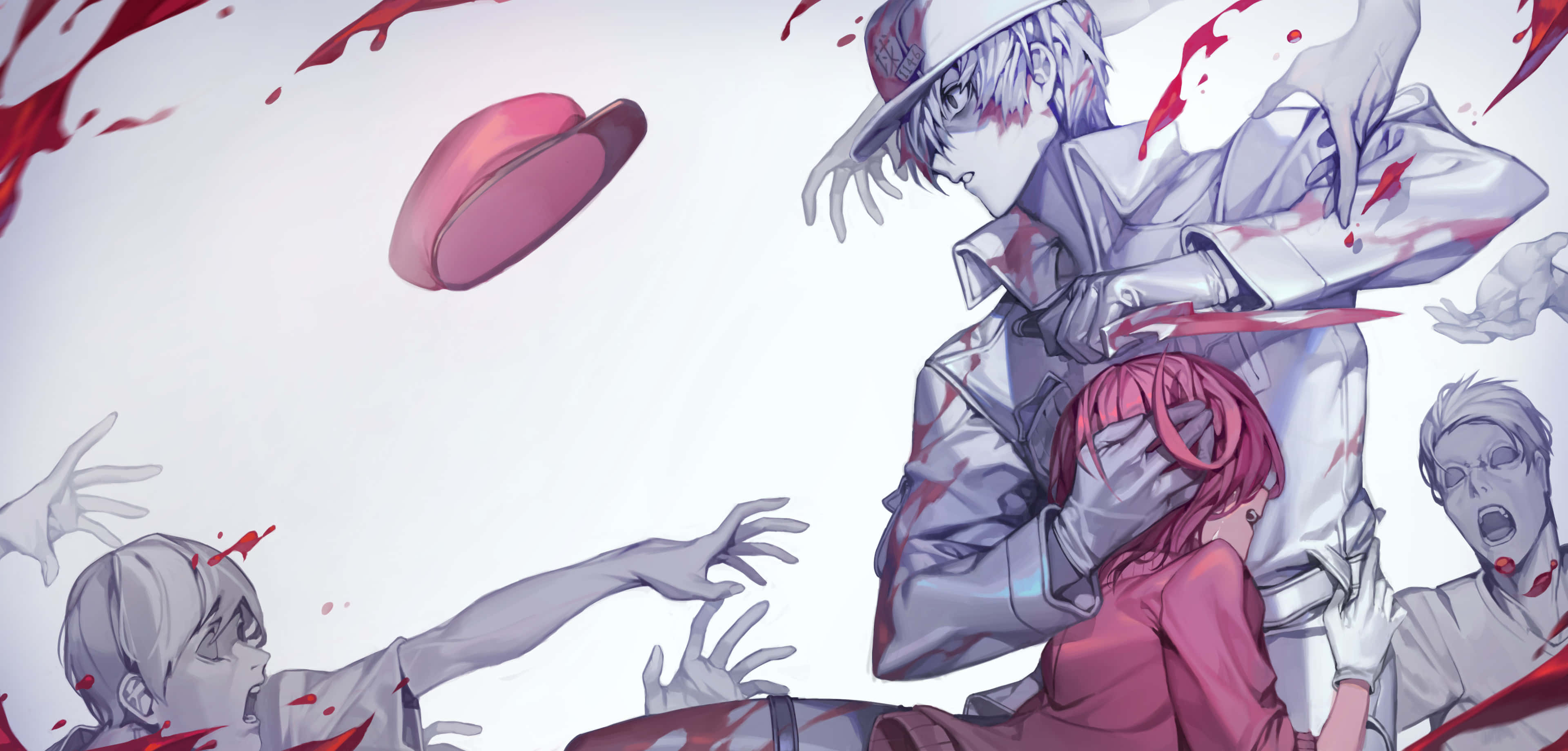Cells At Work, silver-haired man, hat, 4K Desktop Wallpaper