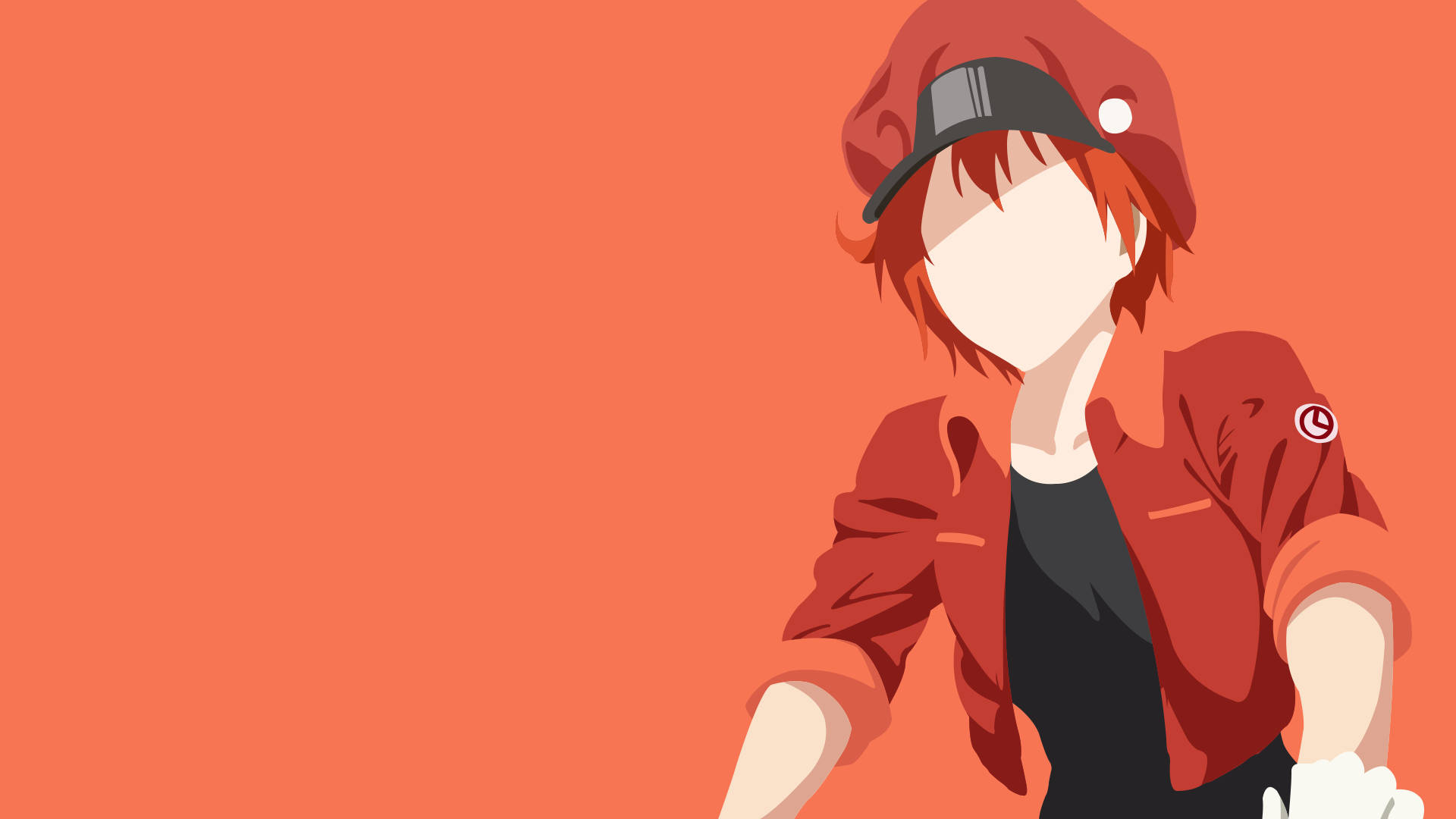 Cells At Work, minimal art, red hair, Full HD Desktop Wallpaper