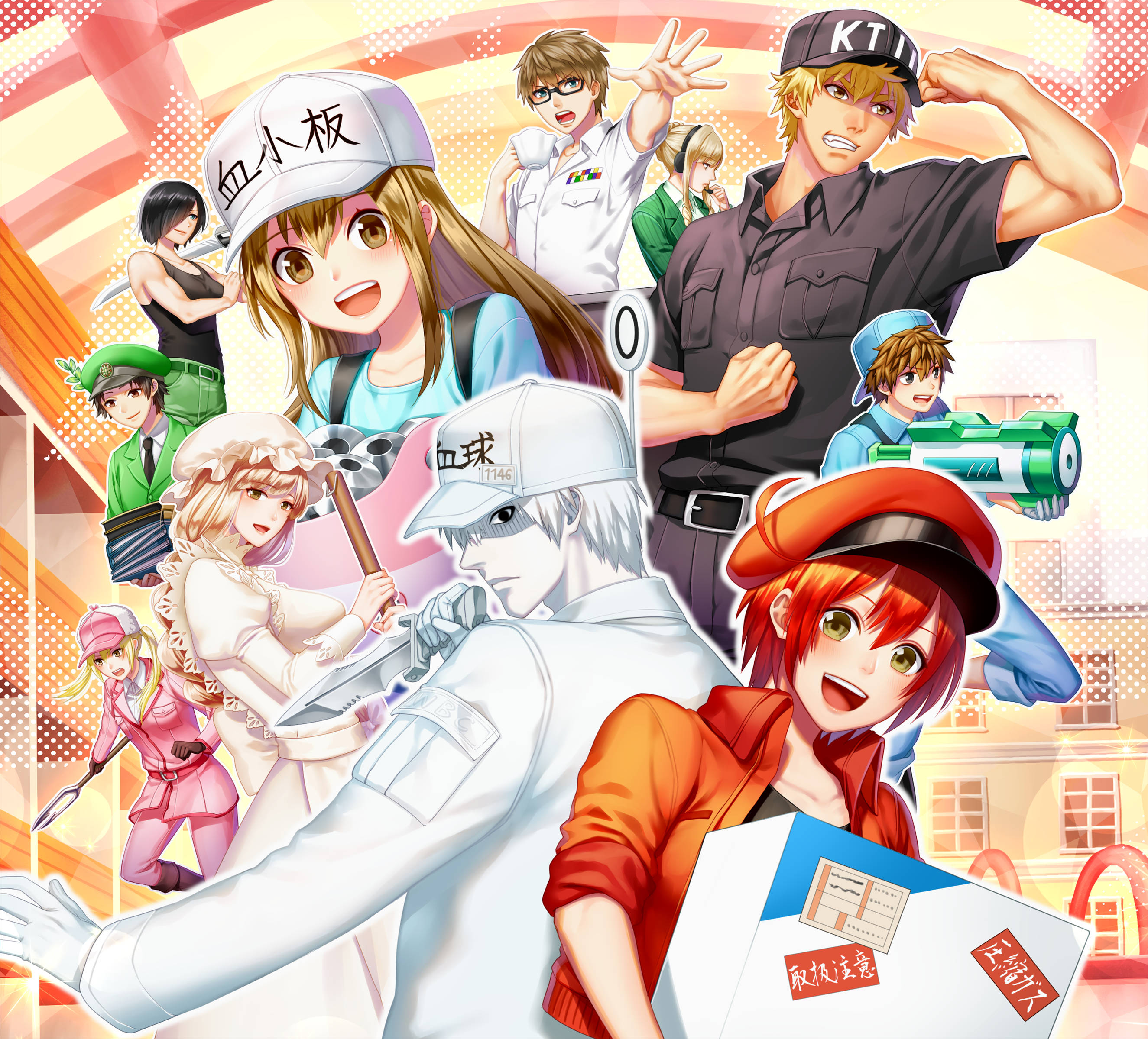 Cells At Work, anime, vibrant, 2K Desktop Wallpaper