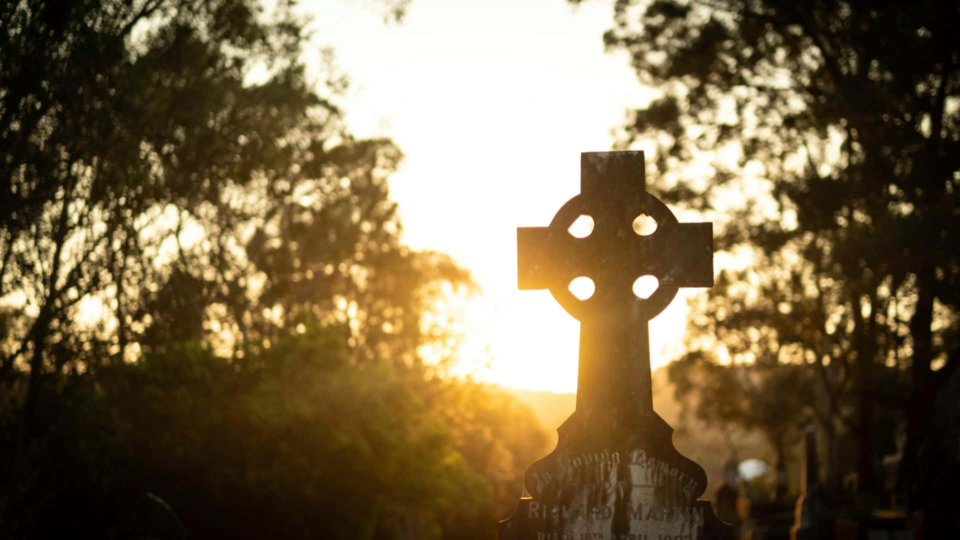 Celtic Cross, sunset, golden sunset, Full HD Desktop Wallpaper