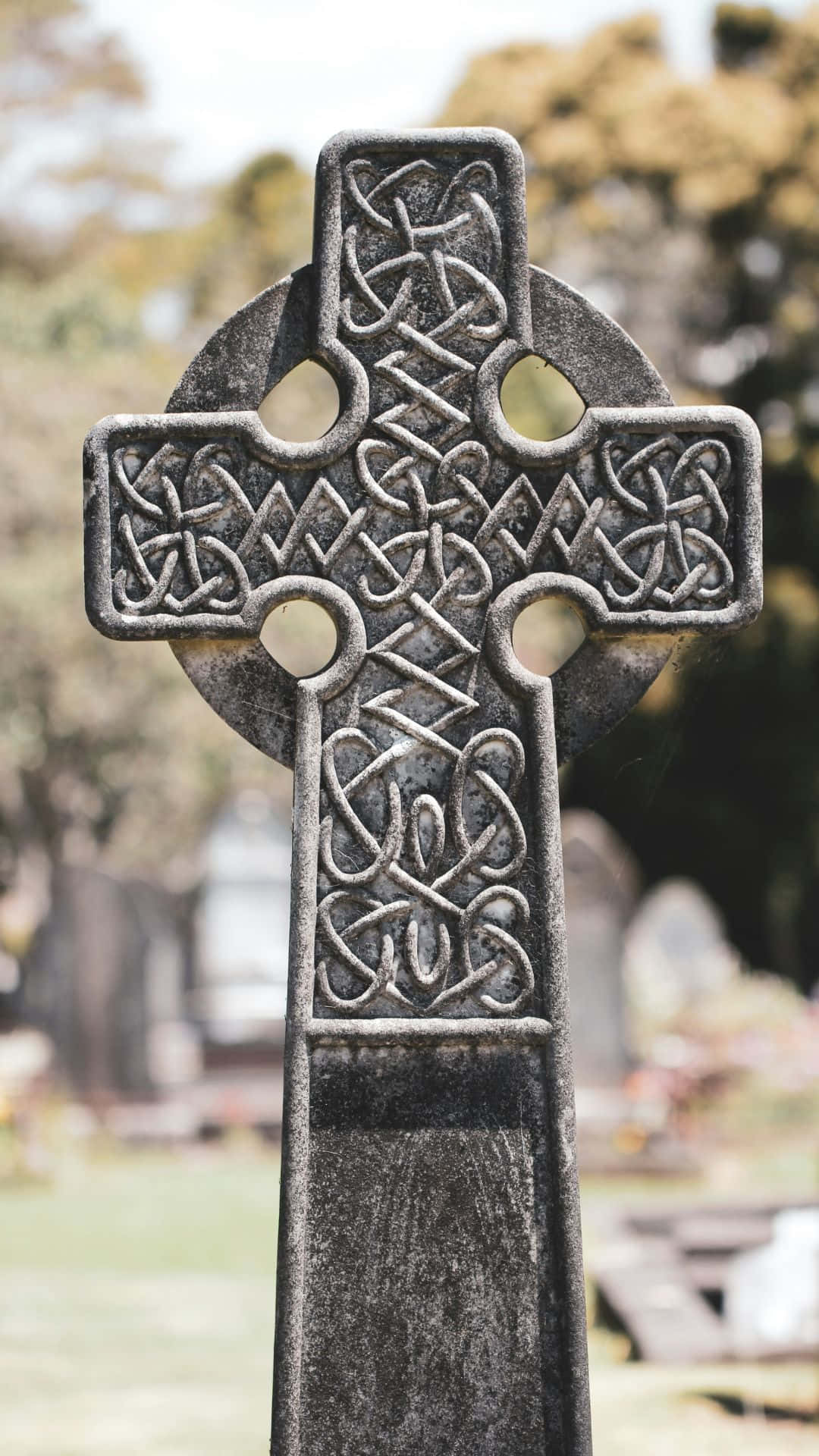 Celtic cross, intricate knotwork, weathered stone, Full HD Phone Wallpaper