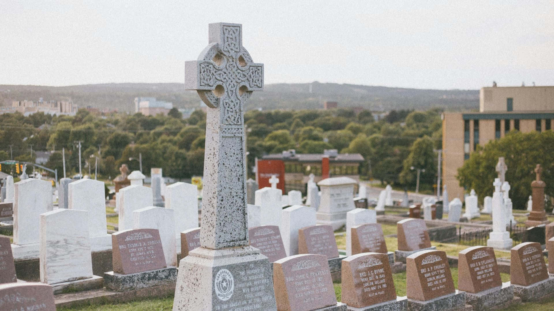 Celtic cross, cemetery, gravestones, Full HD Desktop Wallpaper