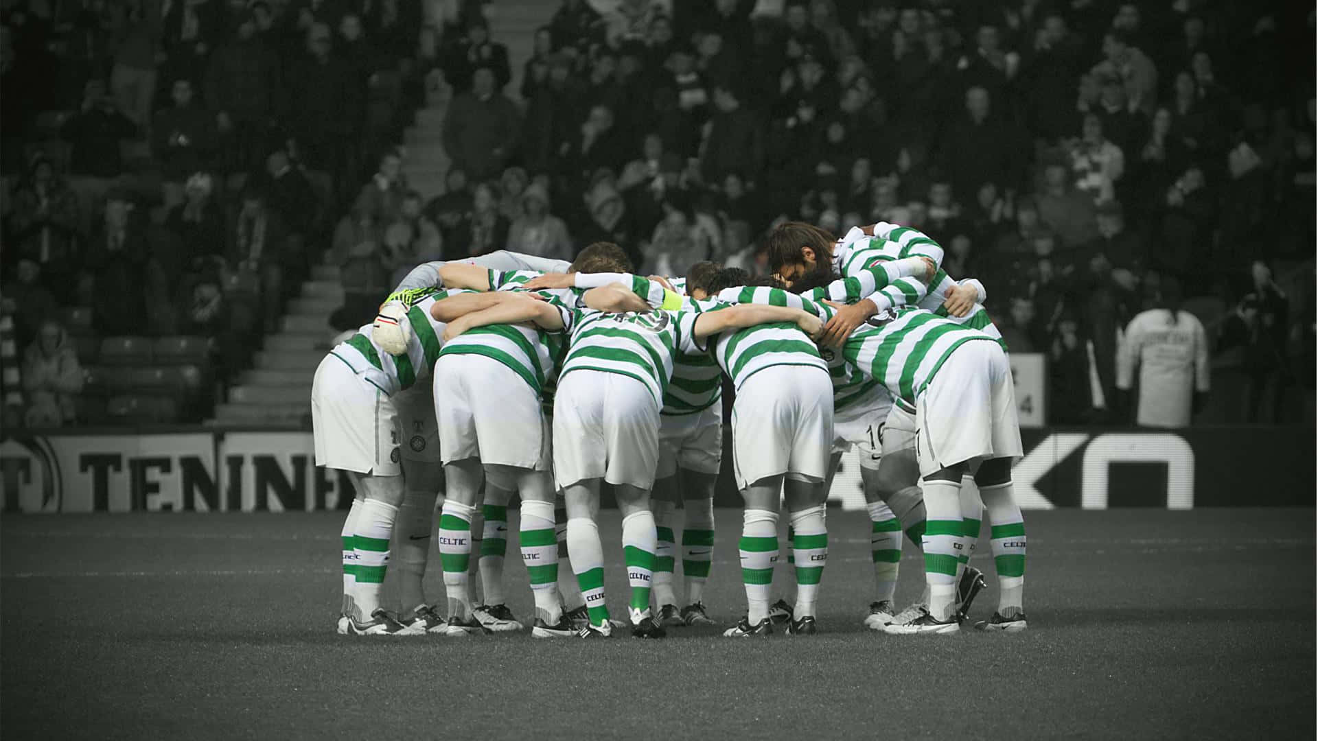 Celtic Fc, green and white striped kits, stadium pitch, Full HD Desktop Wallpaper