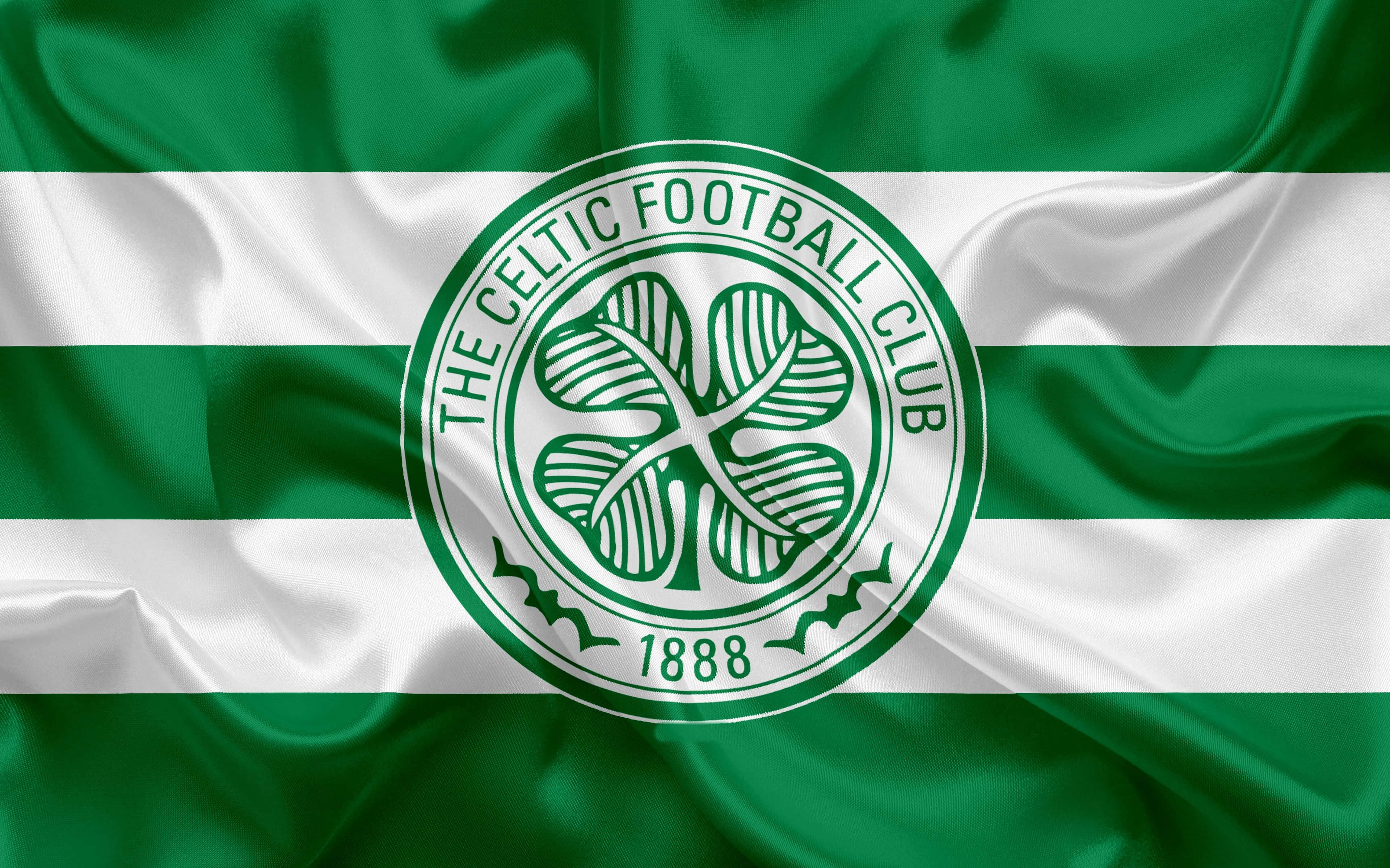 Celtic FC, green and white striped, four-leaf clover, 4K Desktop Wallpaper