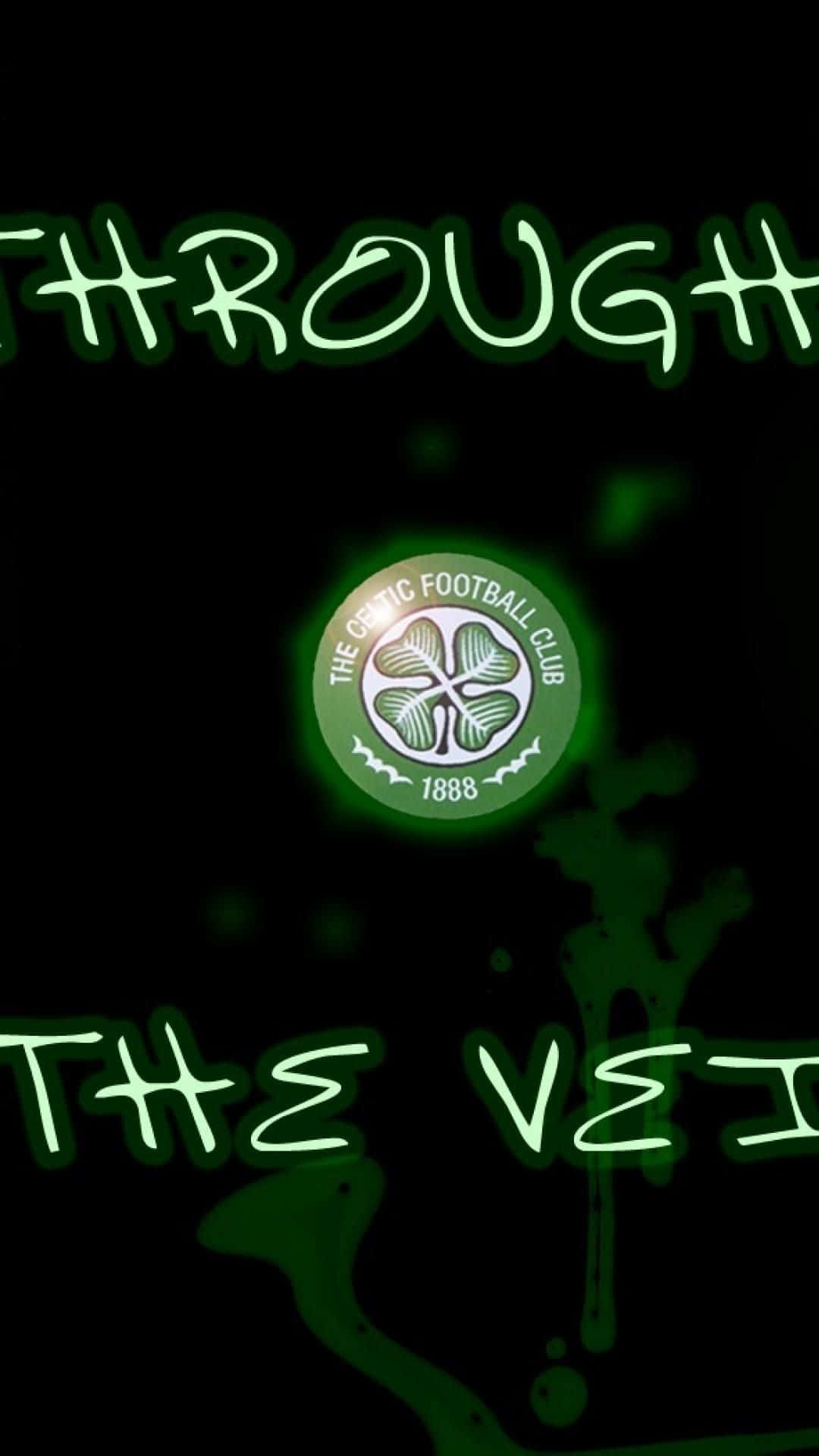 Celtic FC, glowing green Celtic FC crest, black background, Full HD Phone Wallpaper