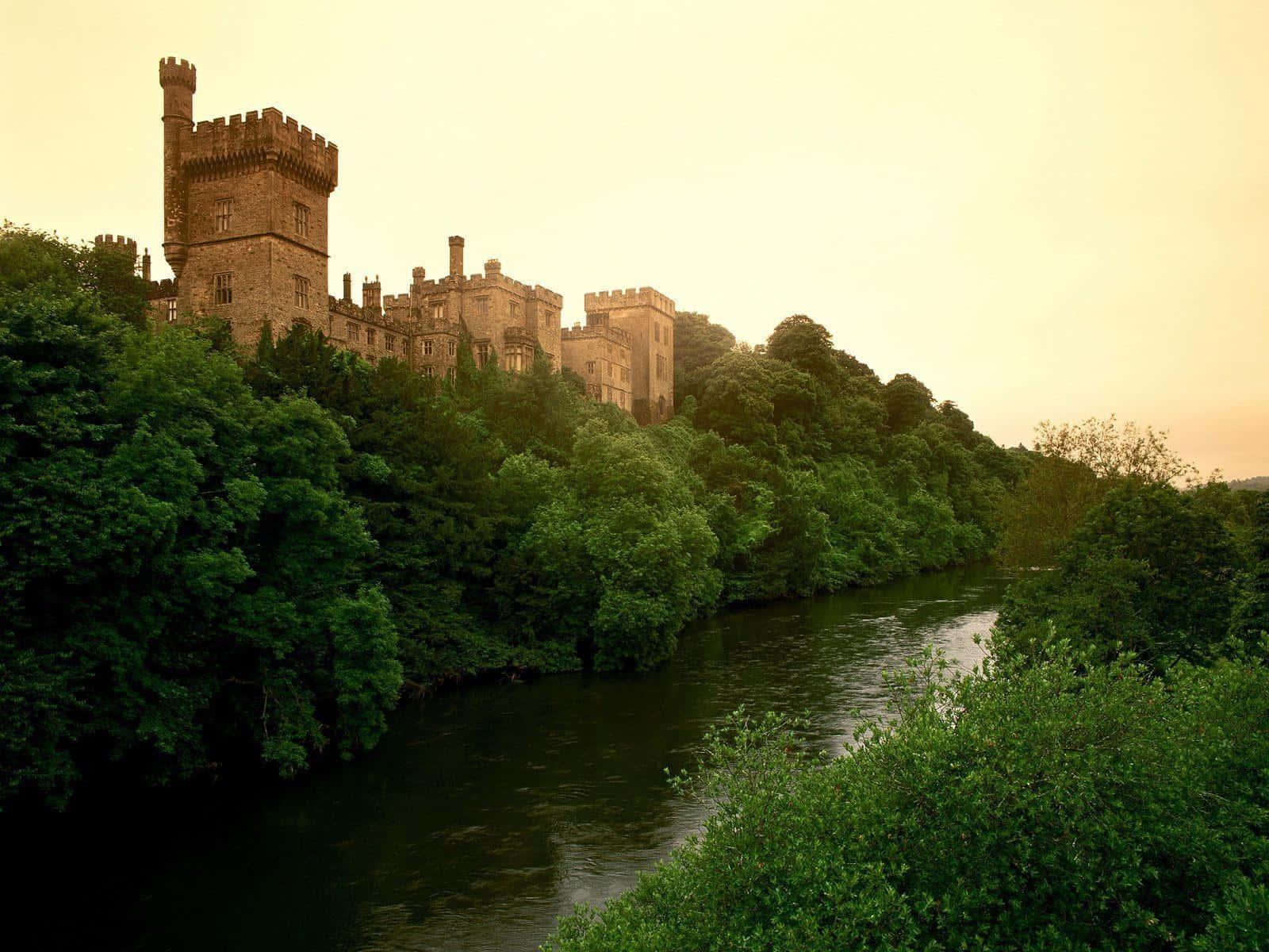 Celtic Irish, stone castle, lush green hillside, HD Desktop Wallpaper