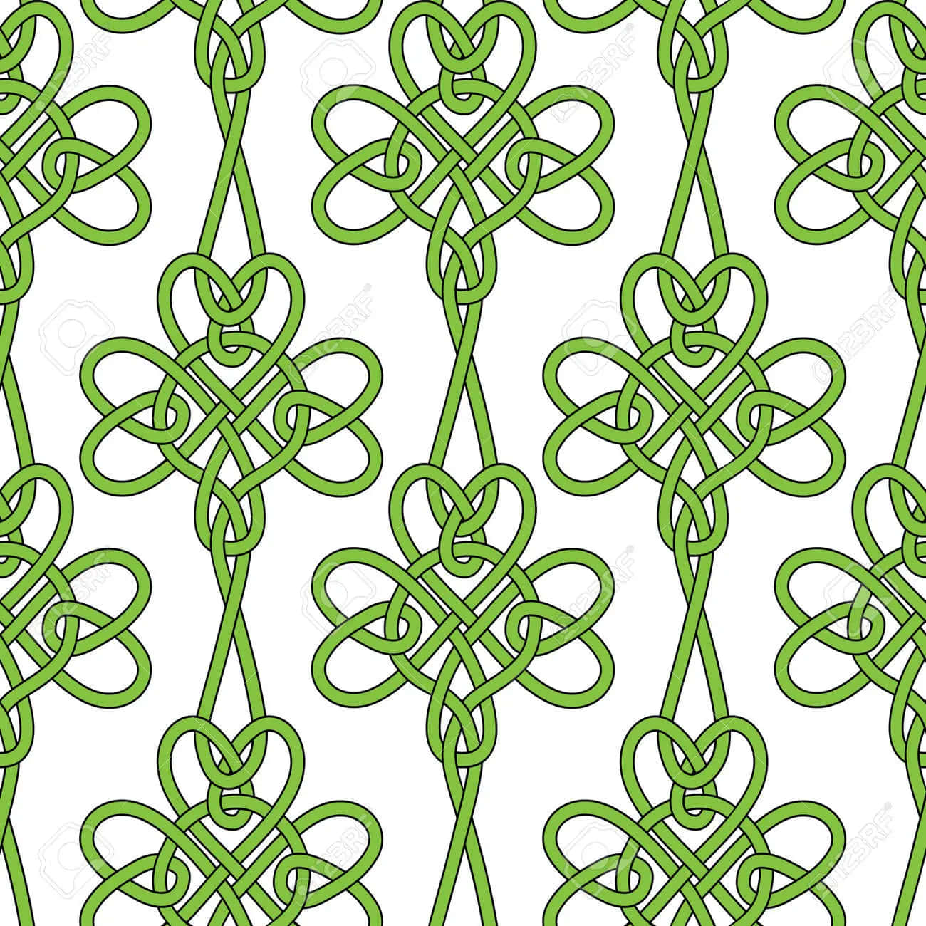 Celtic Irish, green Celtic knot patterns, intricate interwoven clover shapes, HD Desktop Wallpaper