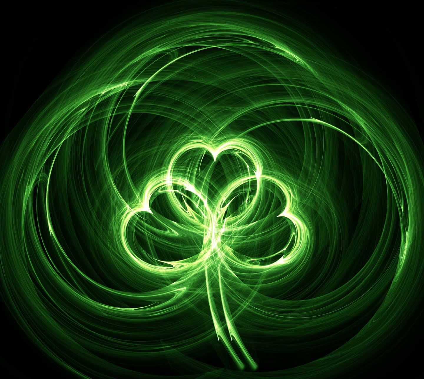 Celtic Irish, four-leaf clover, glowing green, HD Desktop Wallpaper